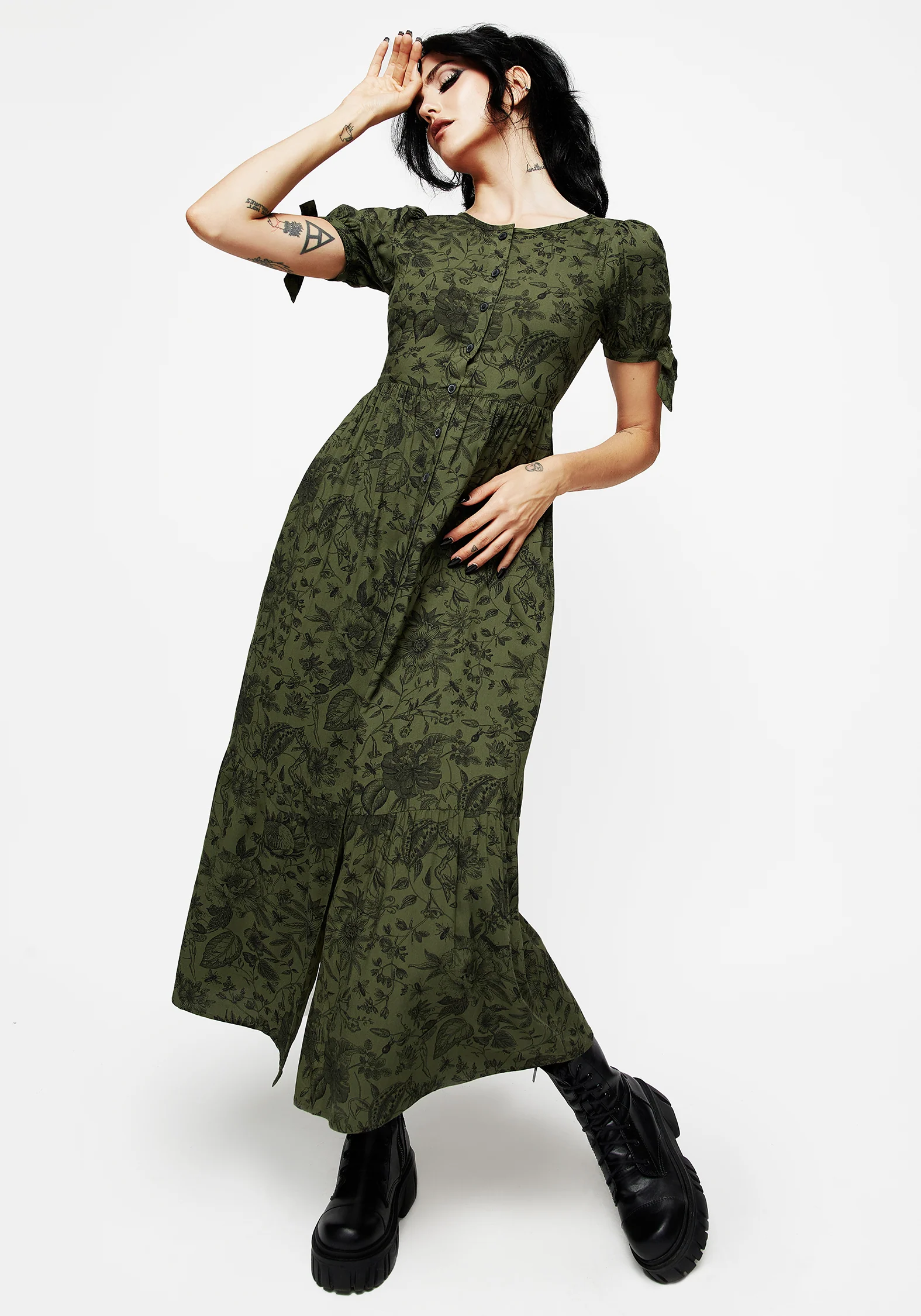 Meadowflowers Floral Print Button Up Tiered Midaxi Dress - Image 5