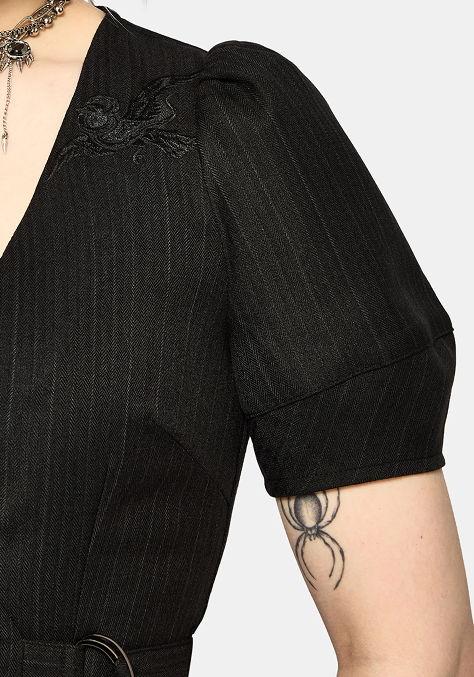 Meliora Wrap Embroidered Mini Dress - Image 6