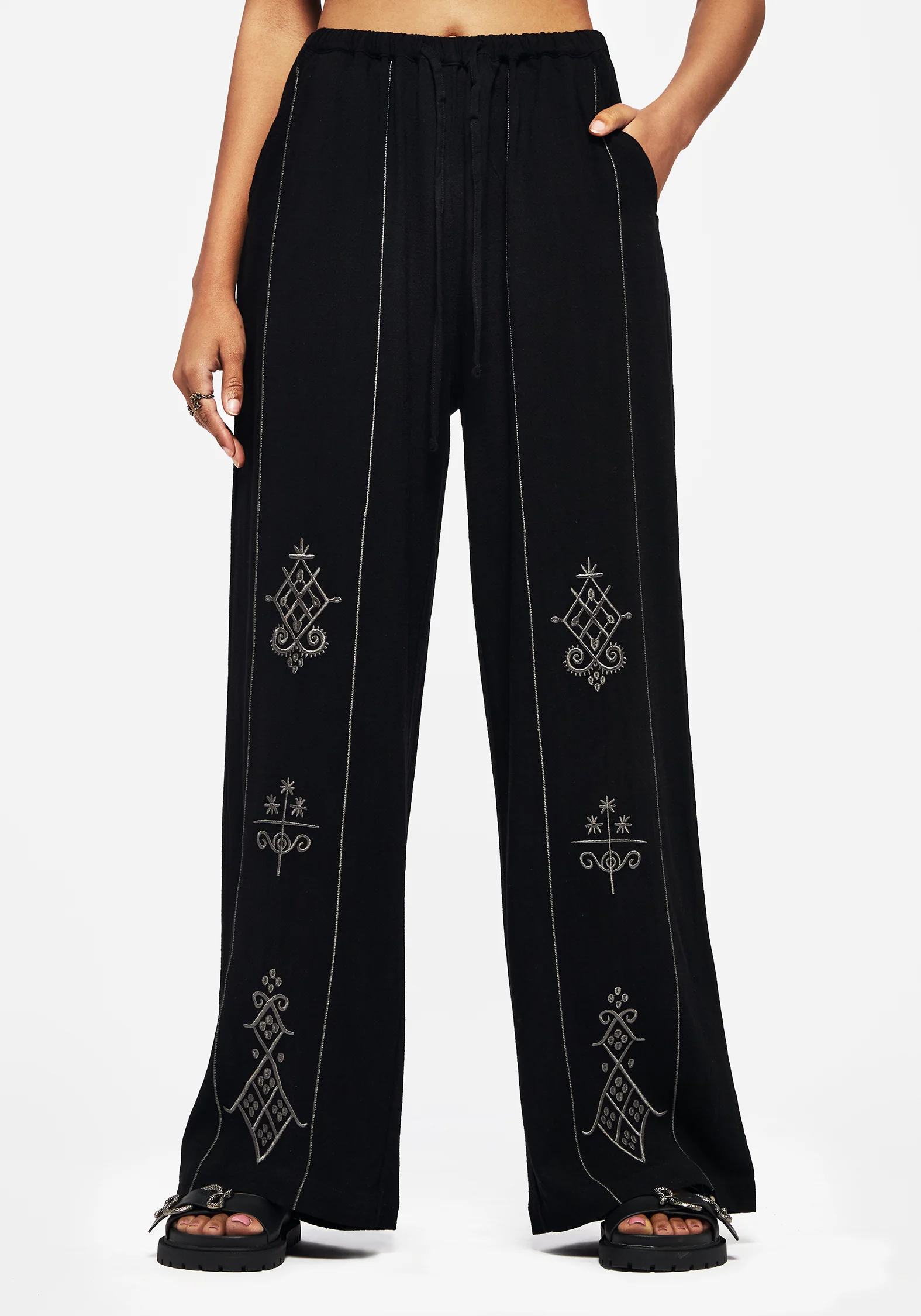 Merrymount Embroidered Wide Leg Trouser
