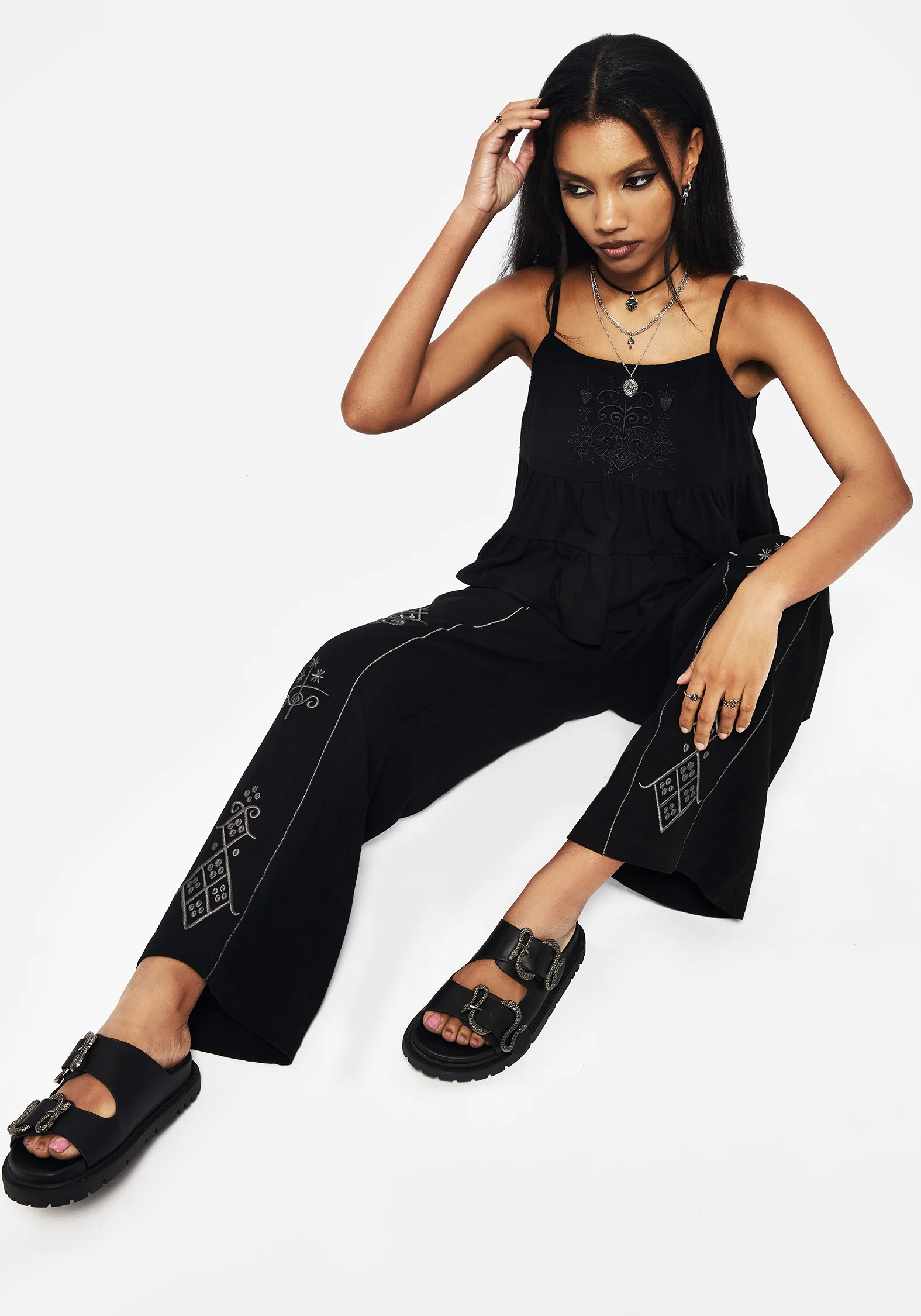 Merrymount Embroidered Wide Leg Trouser - Image 7