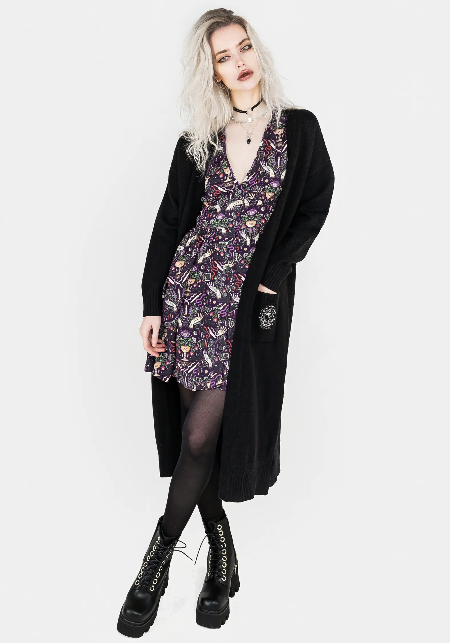 Modern Mystic Button Up Mini Dress - Image 7