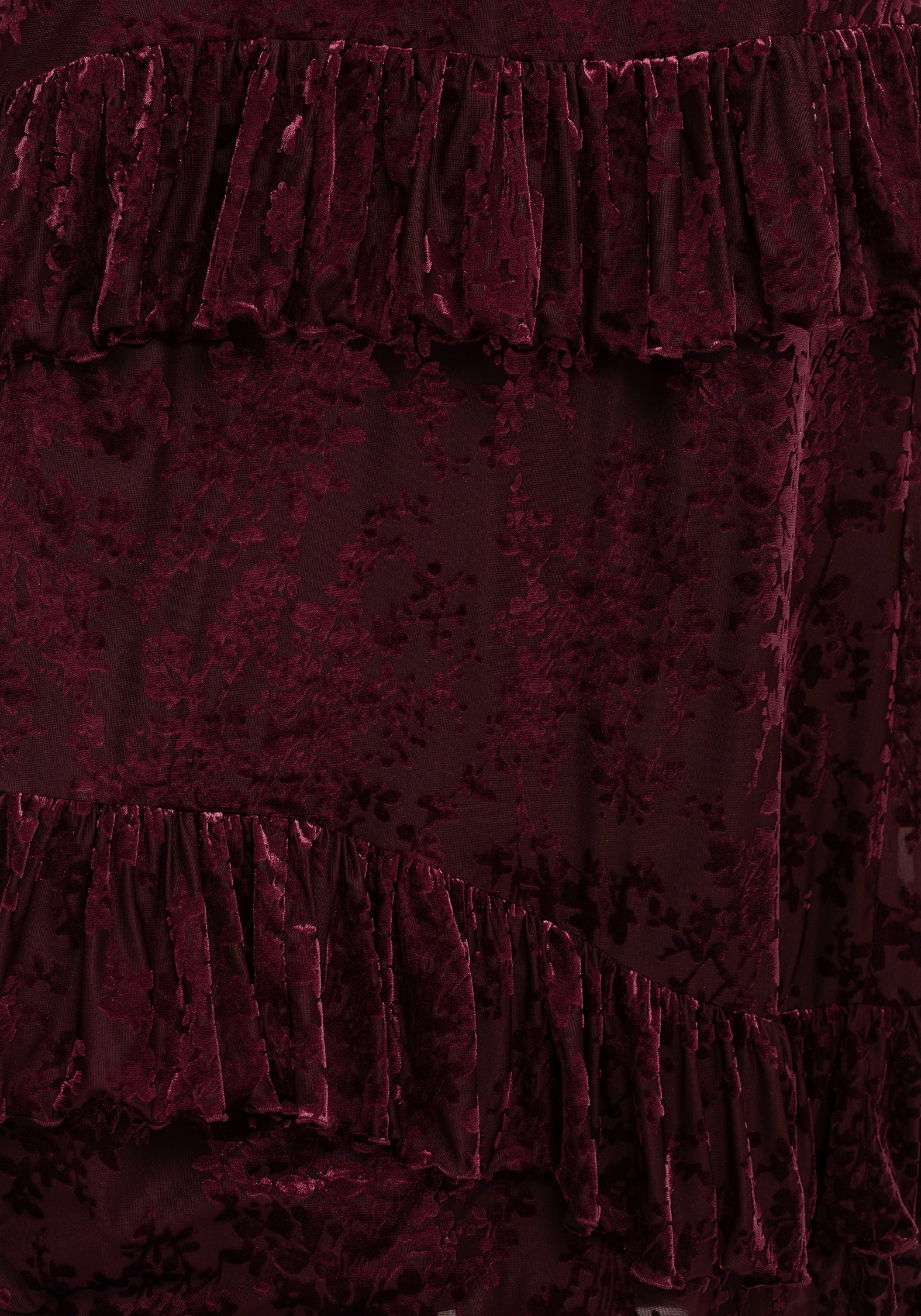 Monotropa Floral Flocked Velour Frill Midaxi Dress - Image 2