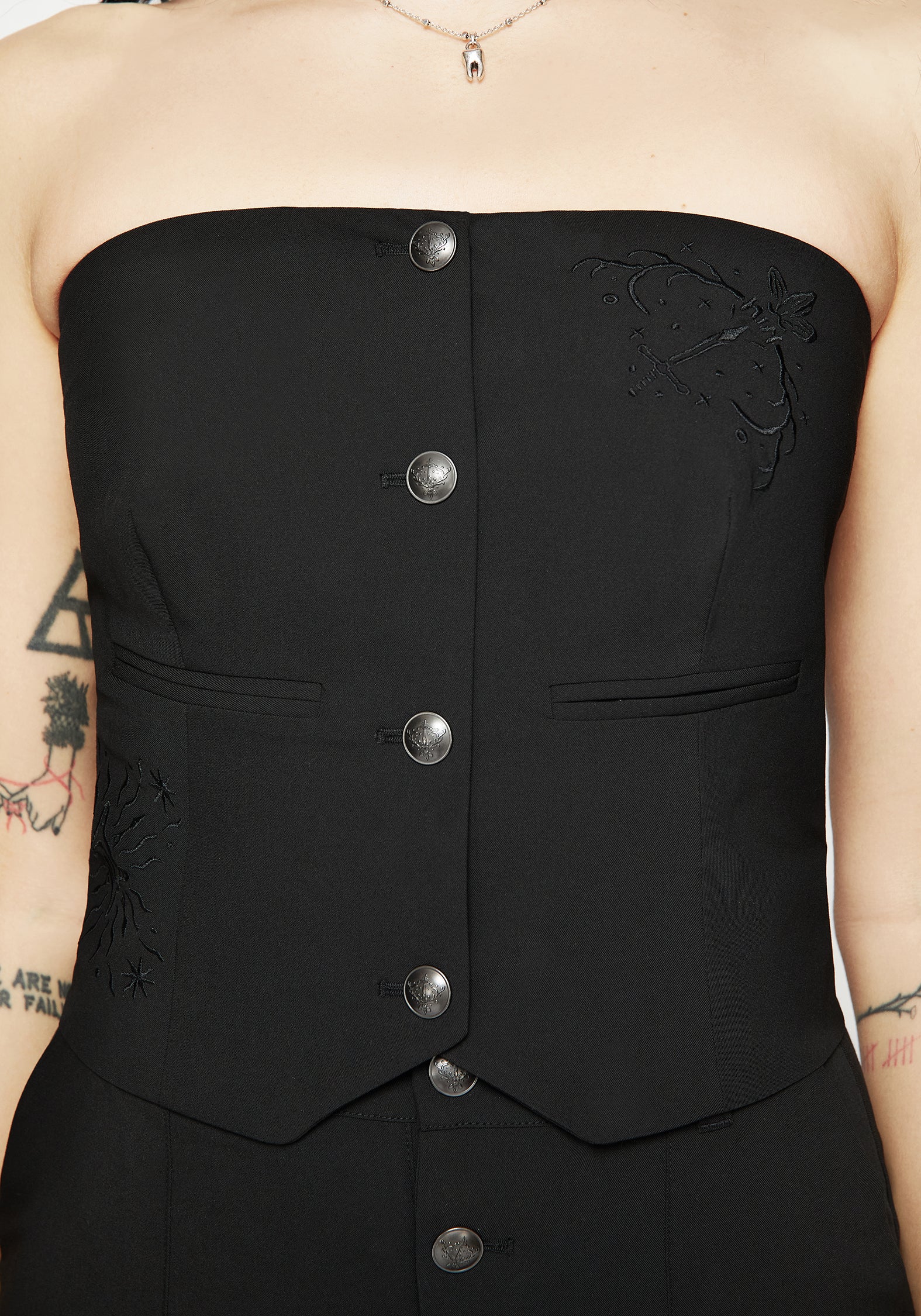 Moonbow Embroidered Strapless Tailored Waistcoat - Image 2