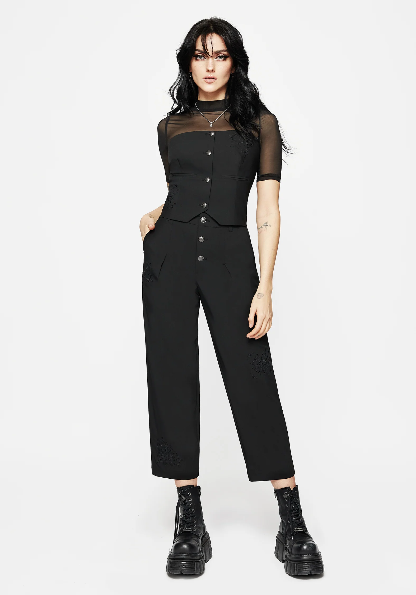 Moonbow Embroidered Strapless Tailored Waistcoat - Image 4