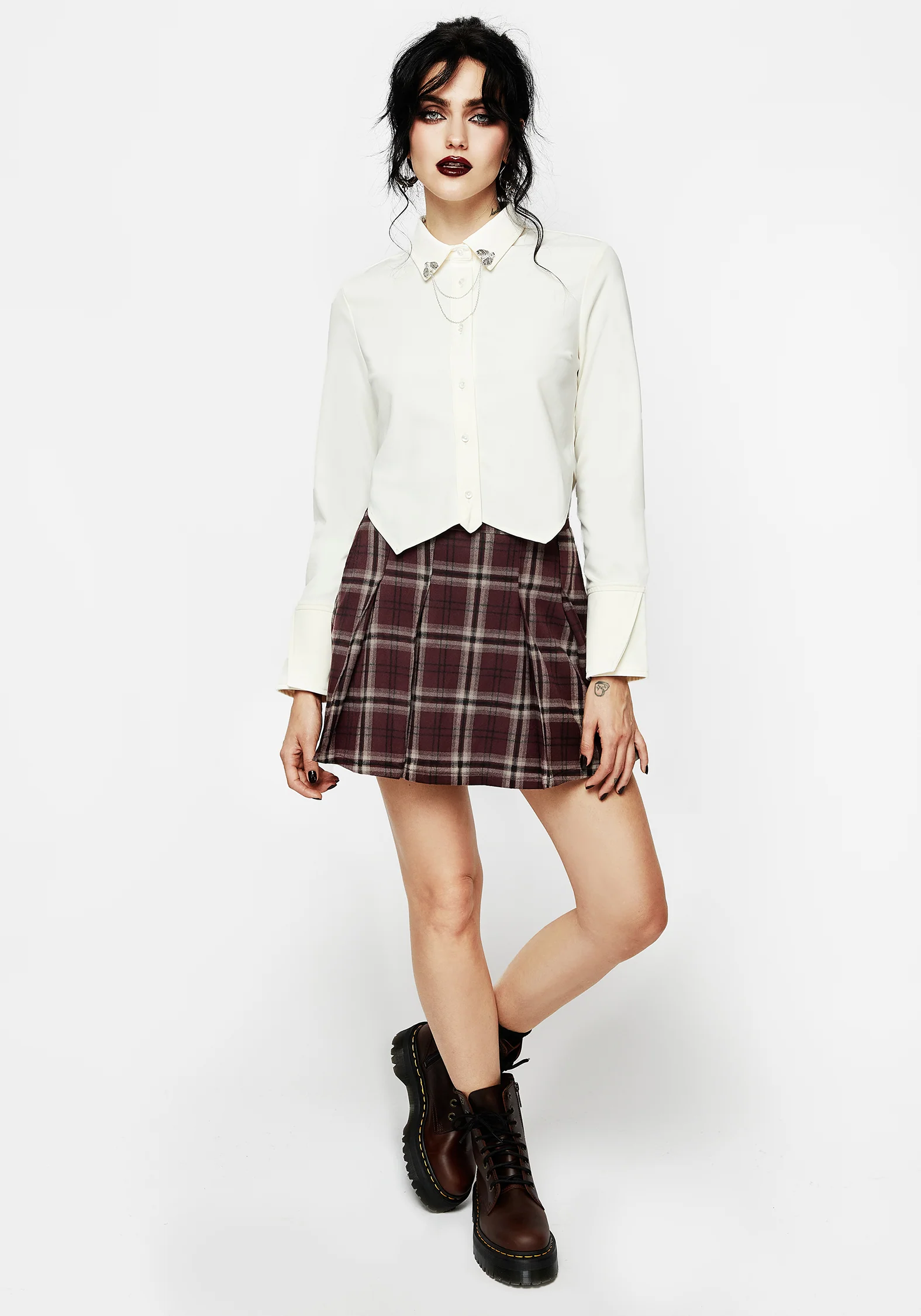 Mortmoth Chain Collared Crop Shirt - Image 4