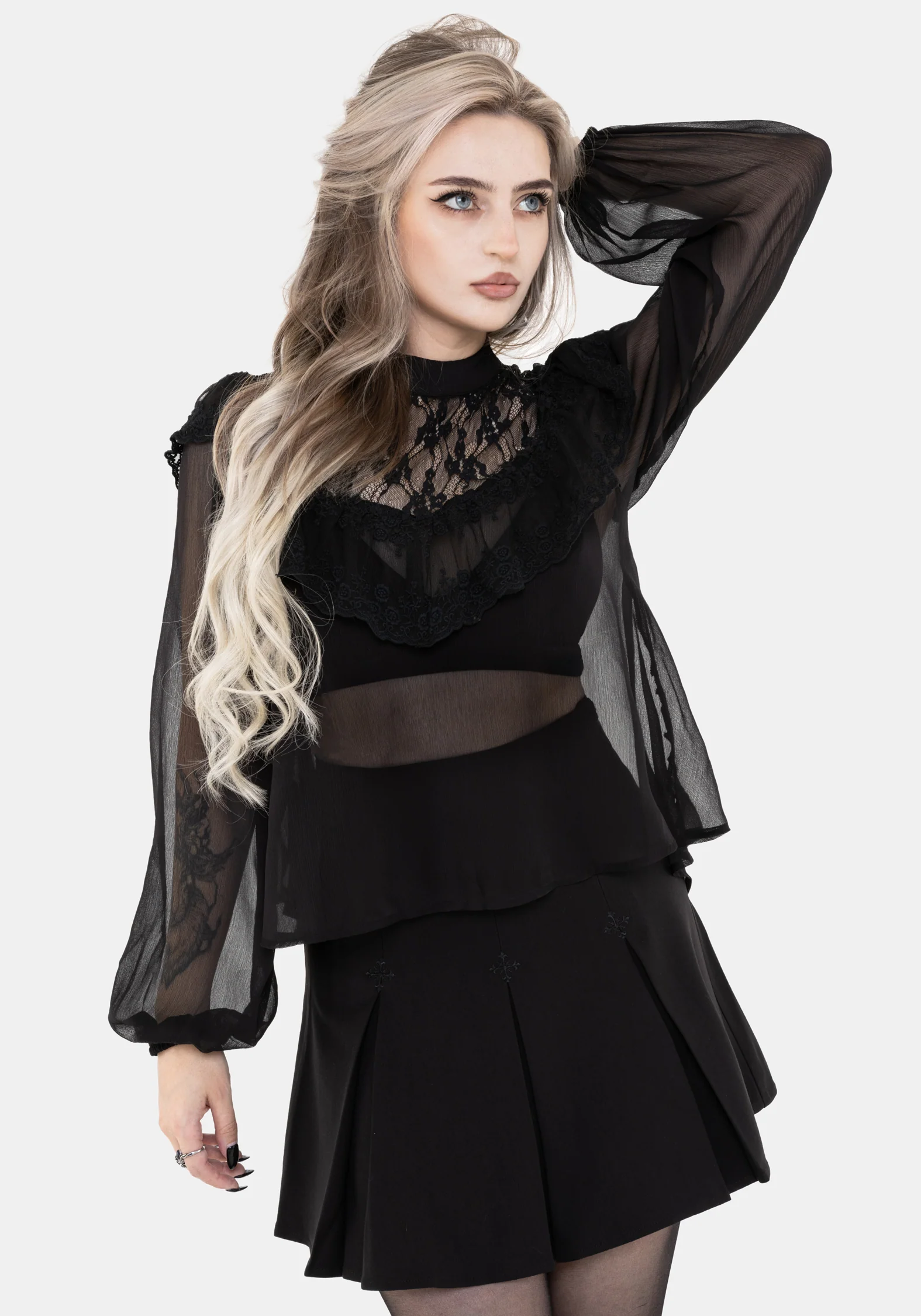 Myr Contrast Ruffle Lace Blouse - Image 6