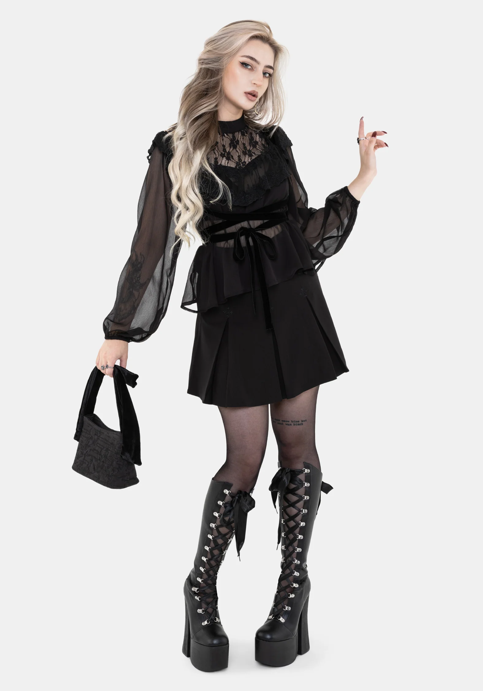 Myr Contrast Ruffle Lace Blouse - Image 7