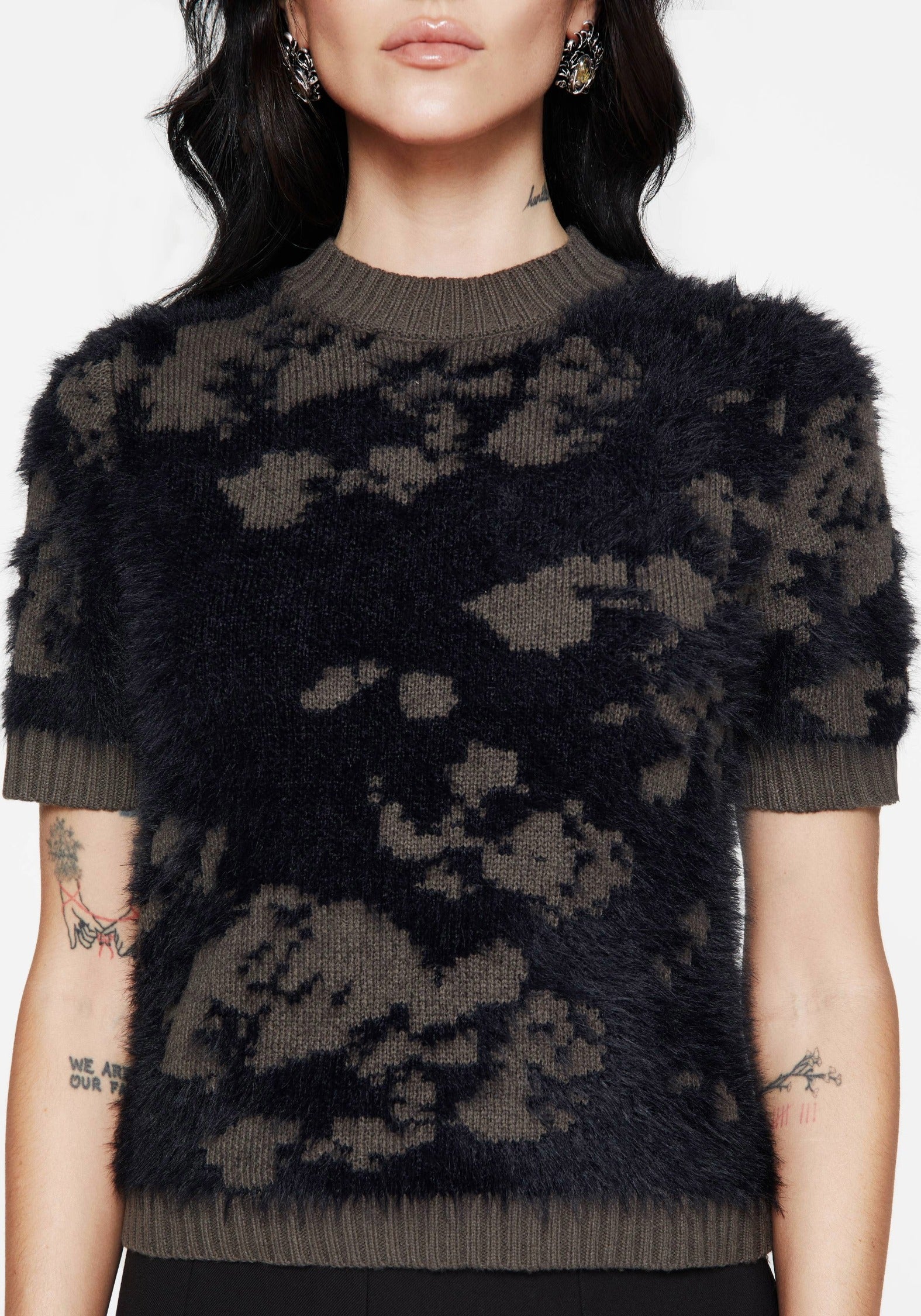 Myra Fluffy Short Sleeve Knit Top - Image 2