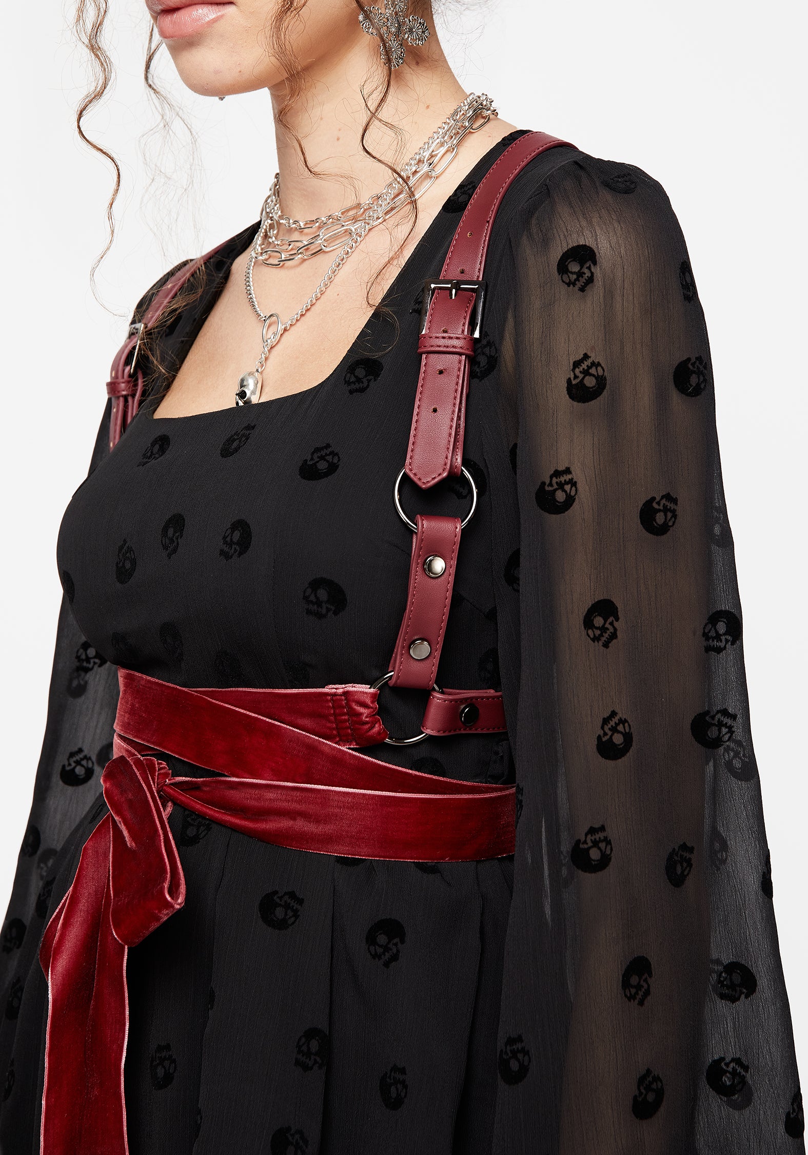 Natalia Ribbon Wrap Harness - Oxblood - Image 2
