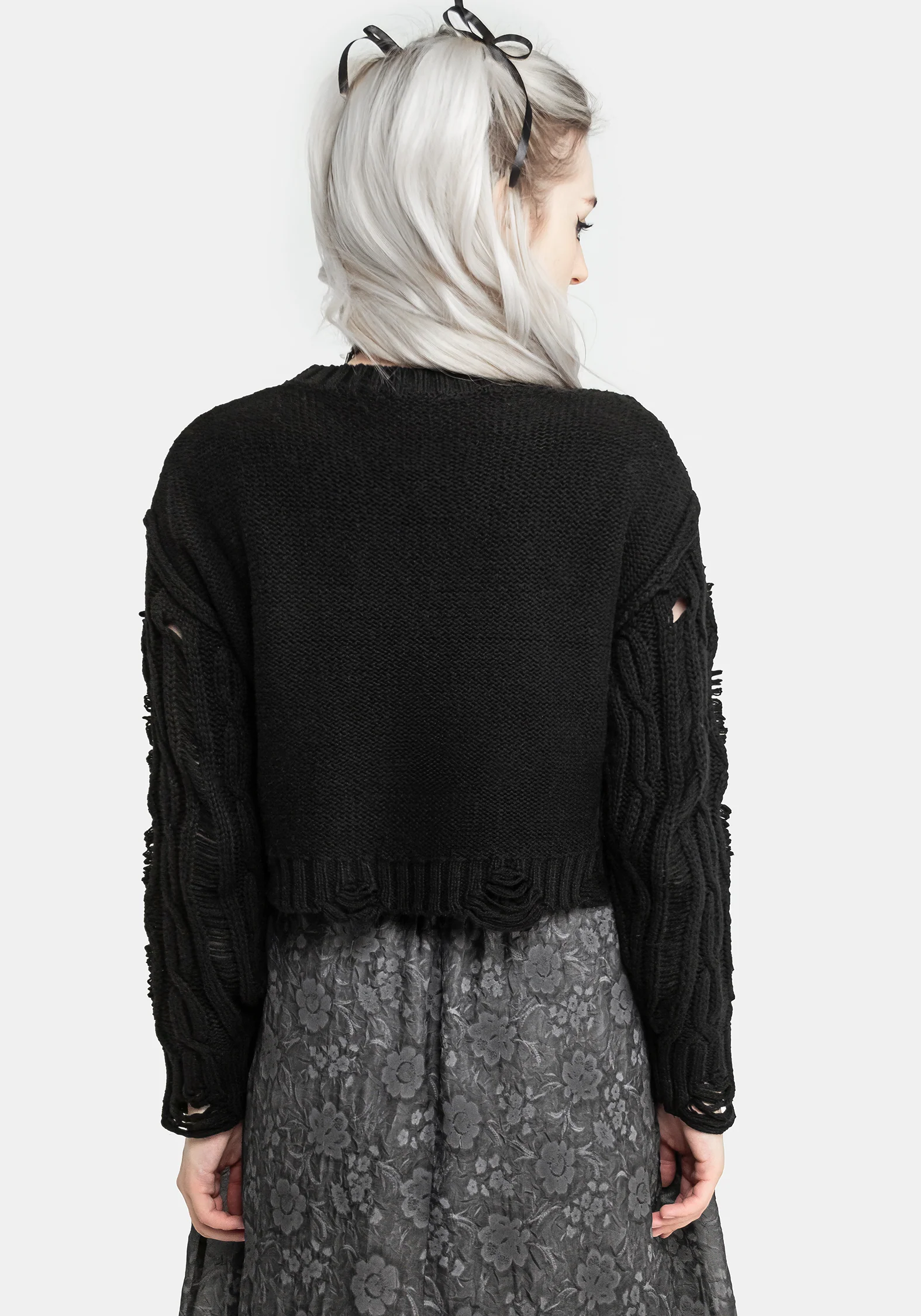 Nemesis Distressed Cable Knit Sweater - Image 3