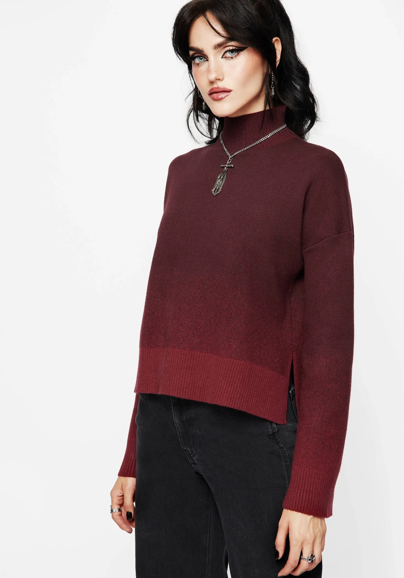 Nightjar Ombre Knit Sweater - Red - Image 3