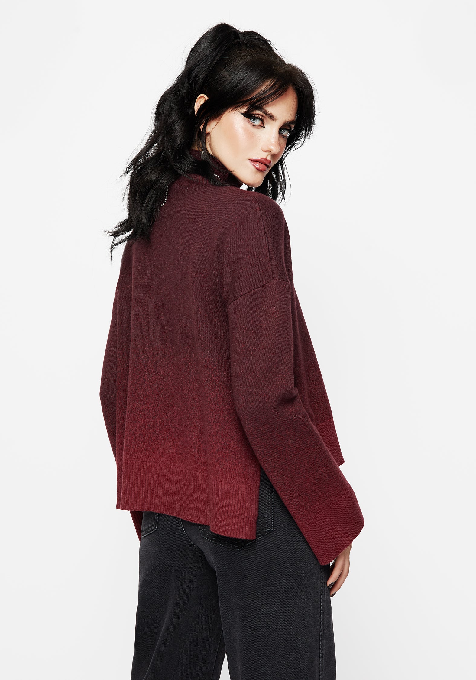 Nightjar Ombre Knit Sweater - Red - Image 4