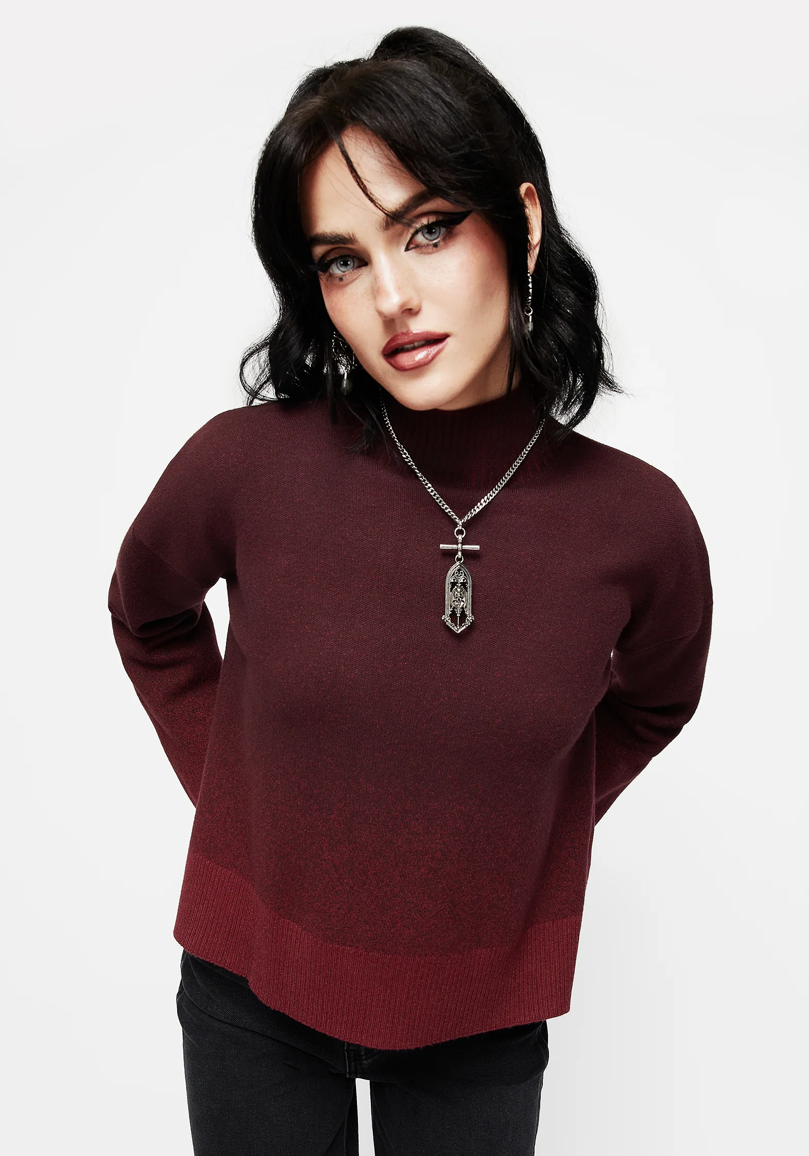 Nightjar Ombre Knit Sweater - Red - Image 6