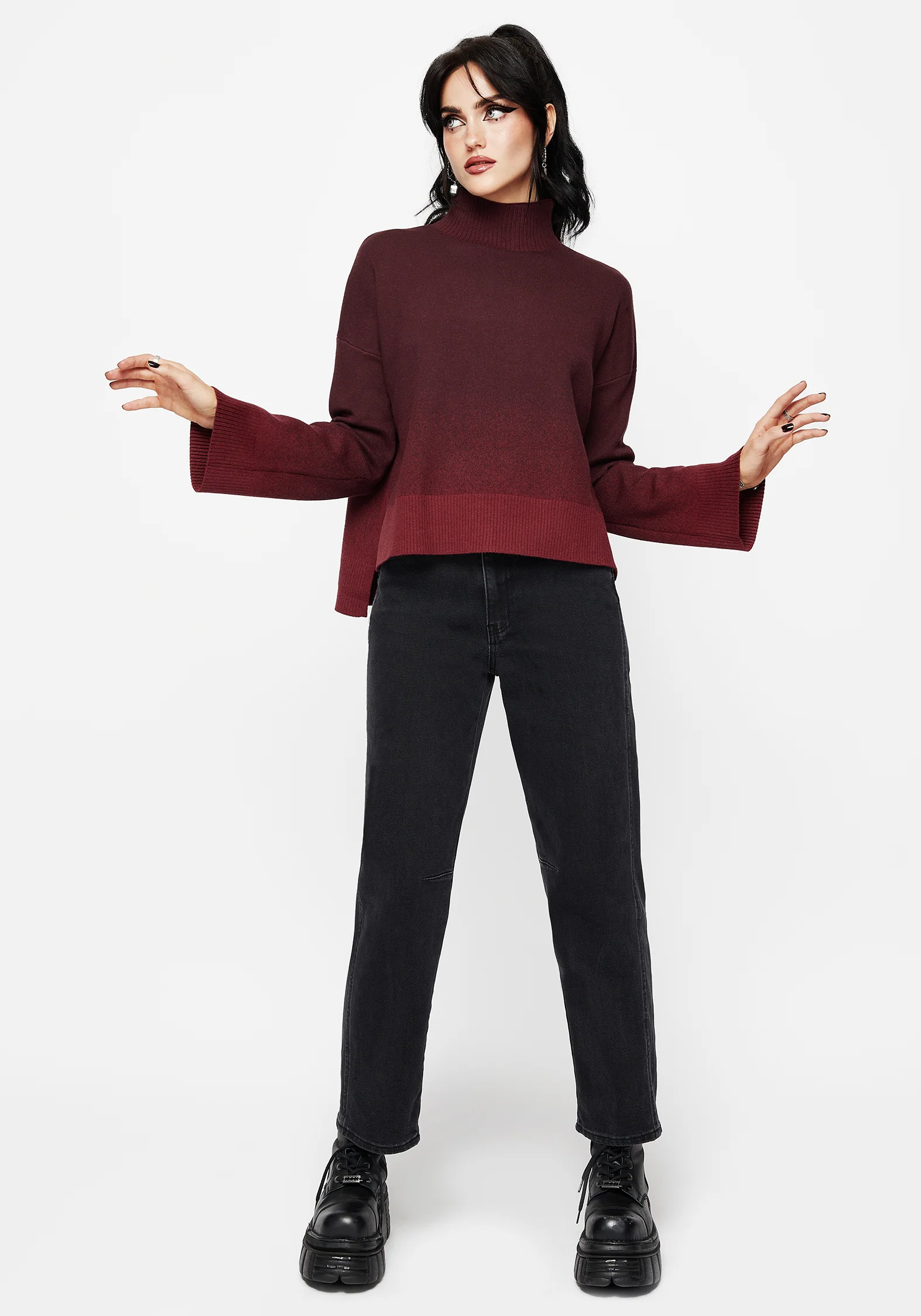Nightjar Ombre Knit Sweater - Red - Image 7
