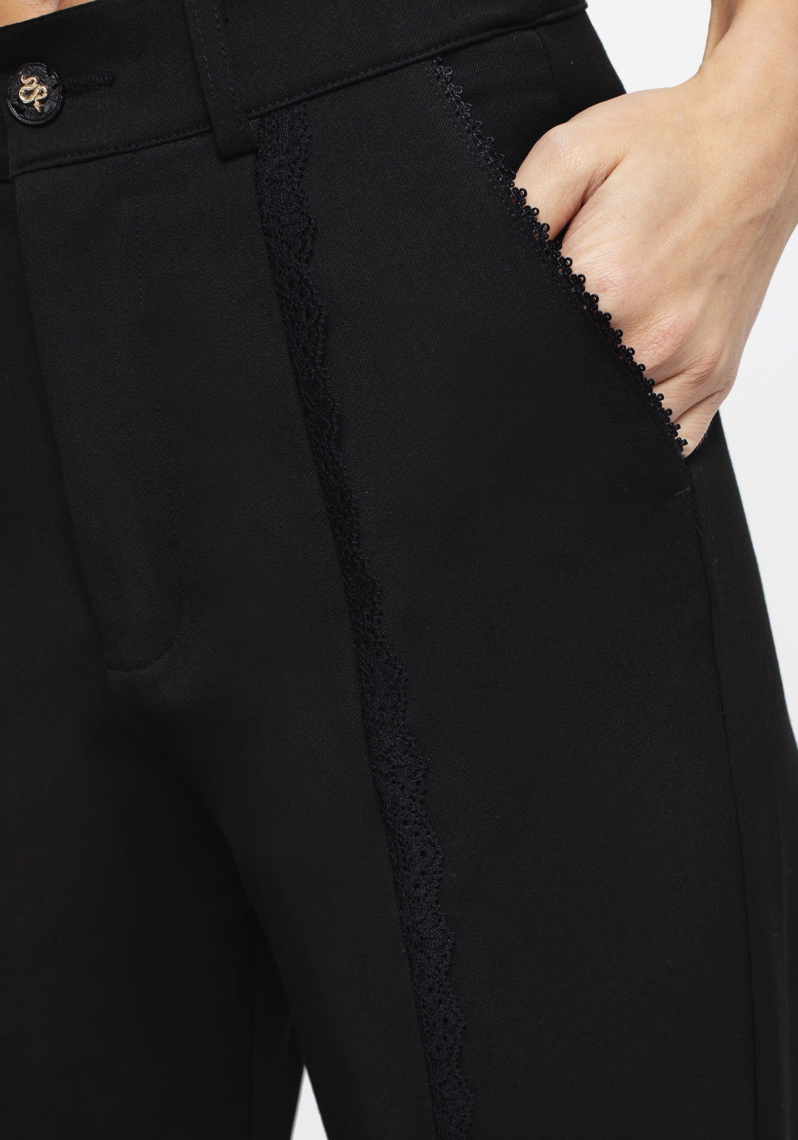 Nightlife Lace Trim Flared Trousers - Image 2