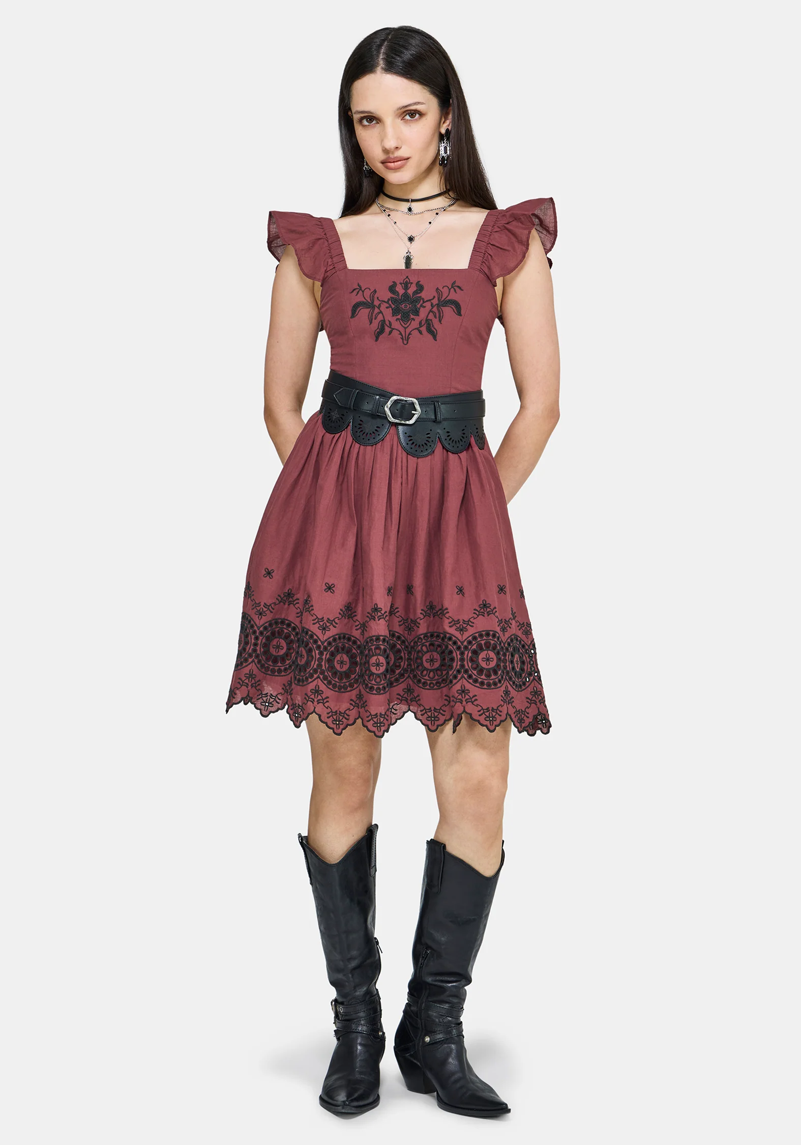 Noirette Broderie Mini Dress - Image 8