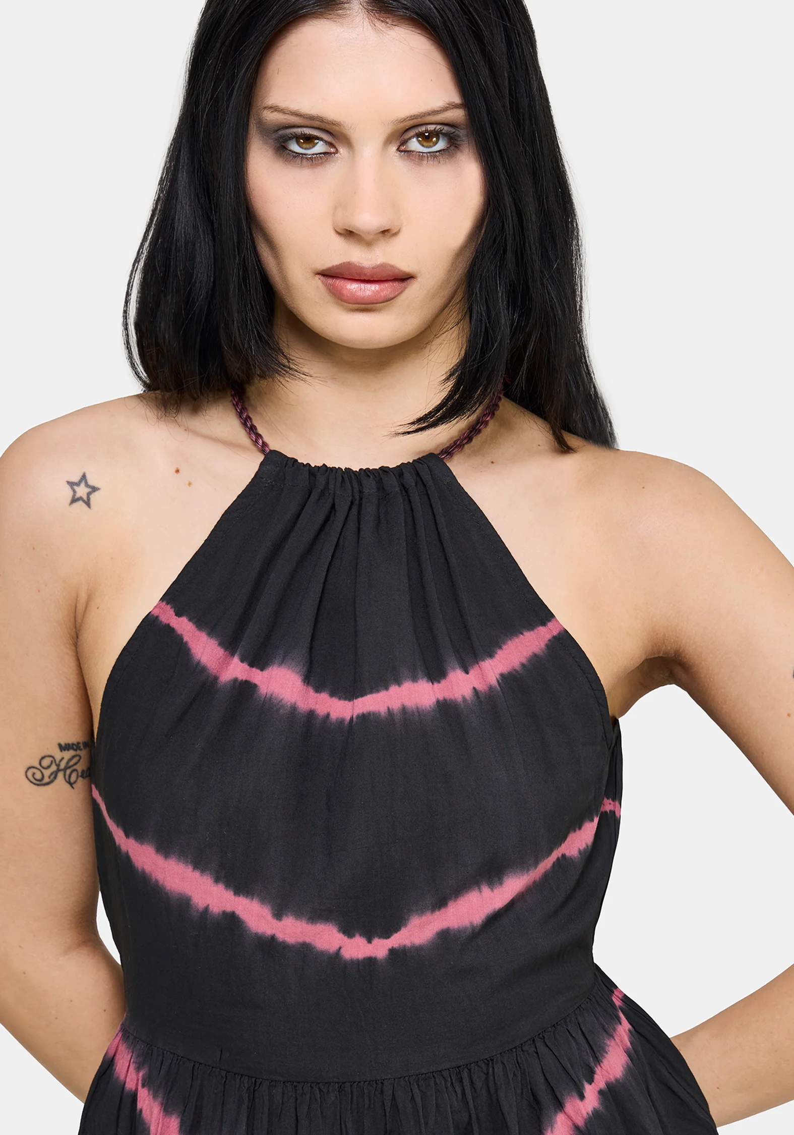 Noxielle Tie Dye Halter Neck Racer Maxi Dress - Image 2
