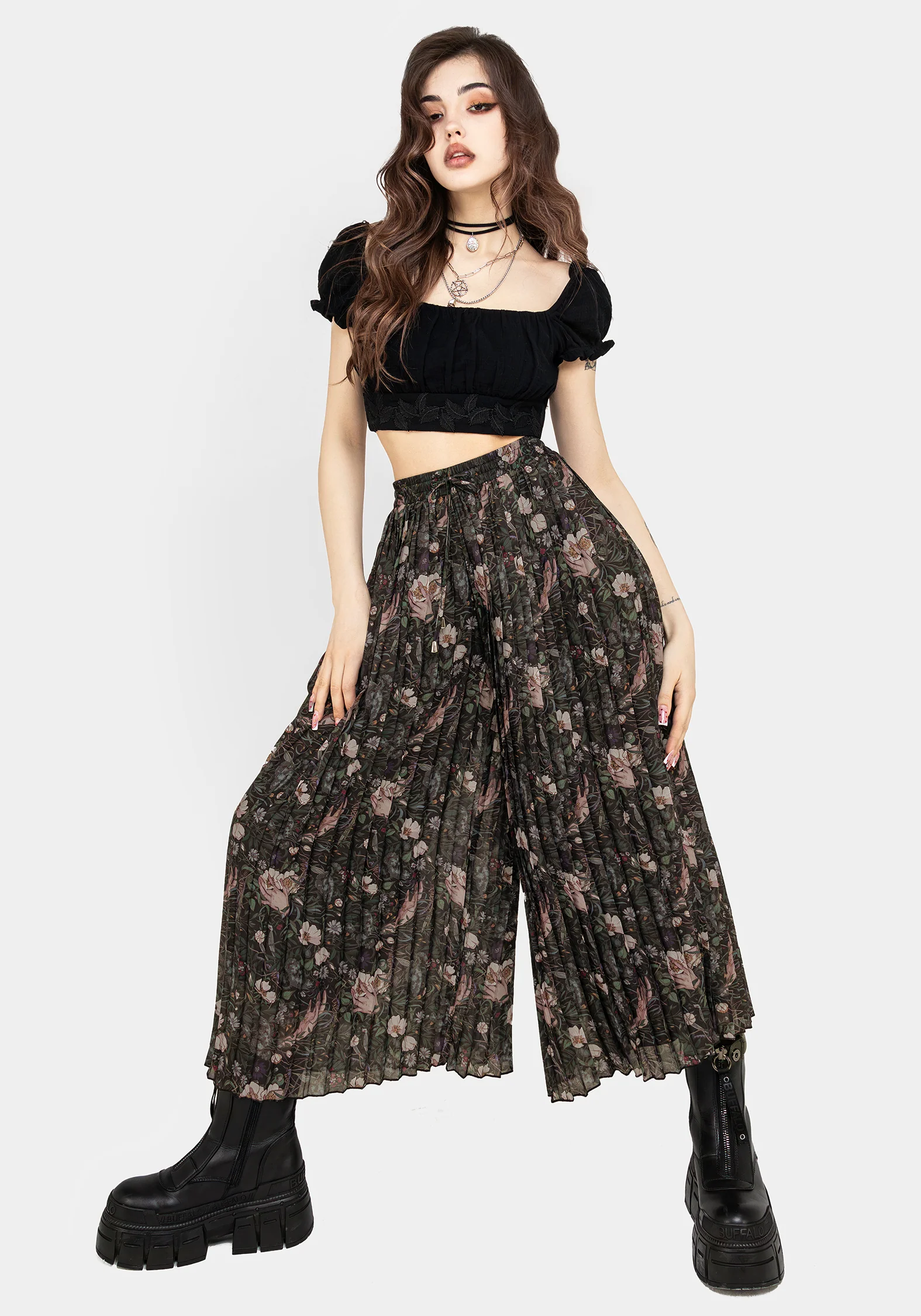 Ophelia Pleated Chiffon Culottes - Image 4