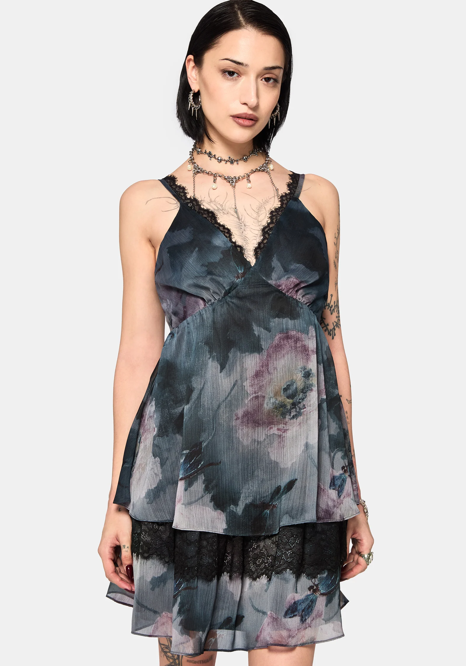 Ophelie Chiffon Lace Cami Mini Dress - Image 6