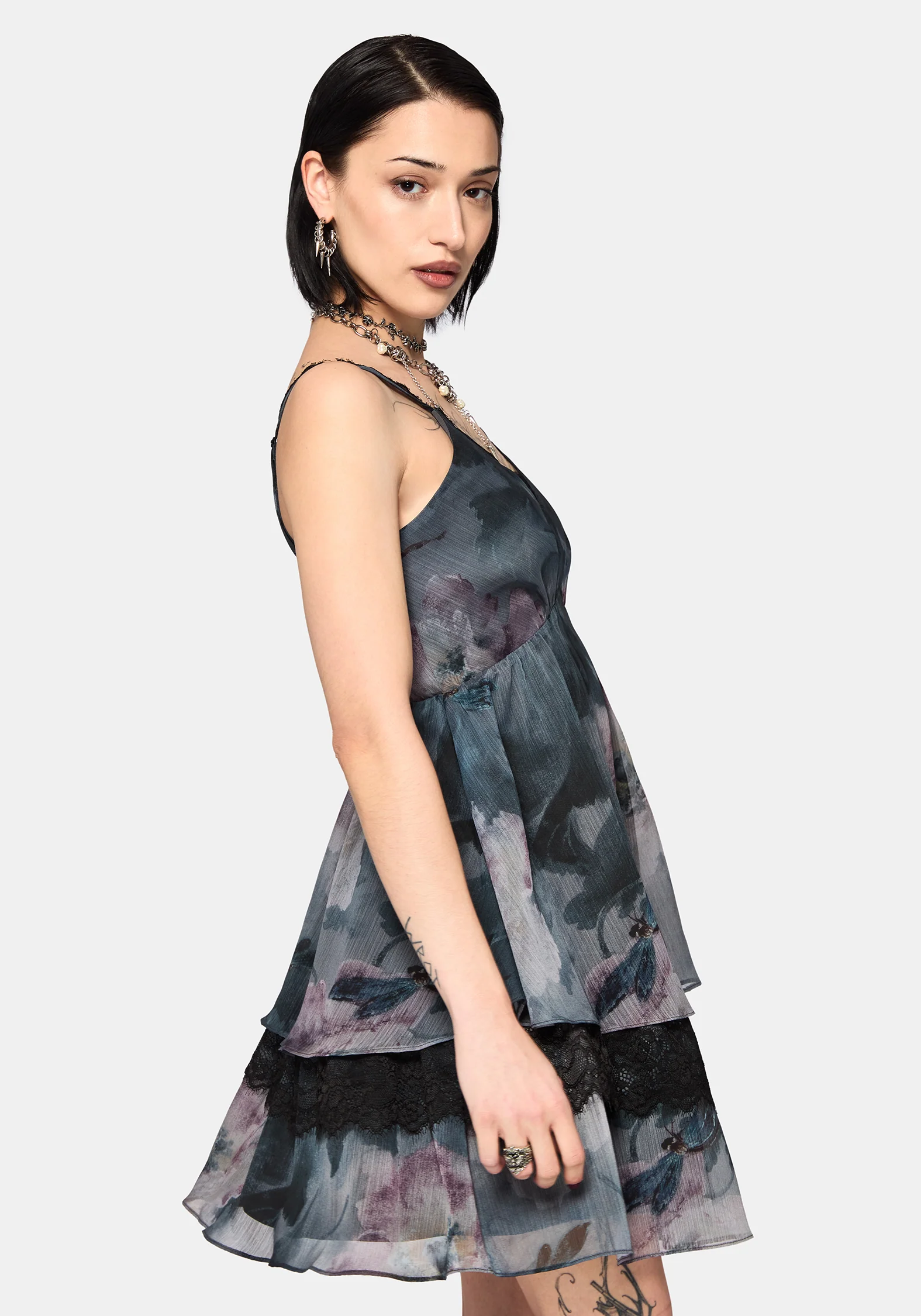 Ophelie Chiffon Lace Cami Mini Dress - Image 8