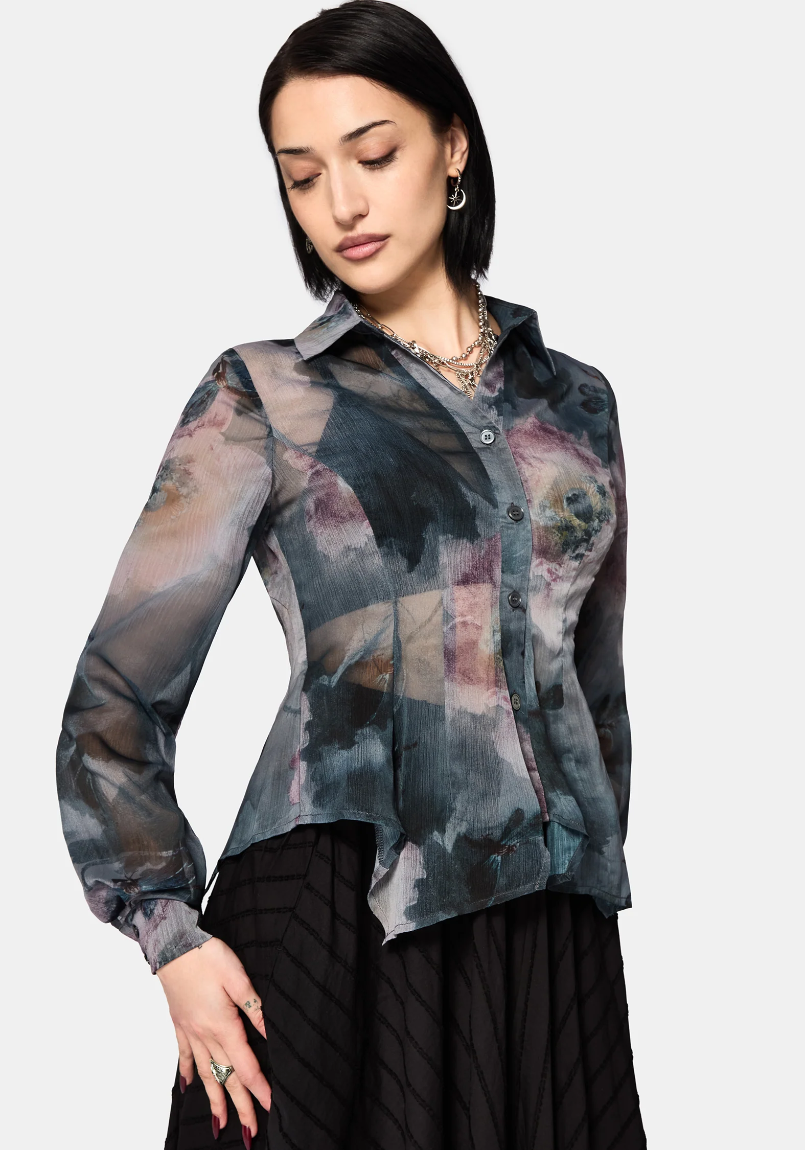 Ophelie Chiffon Printed Cinch Shirt - Image 4
