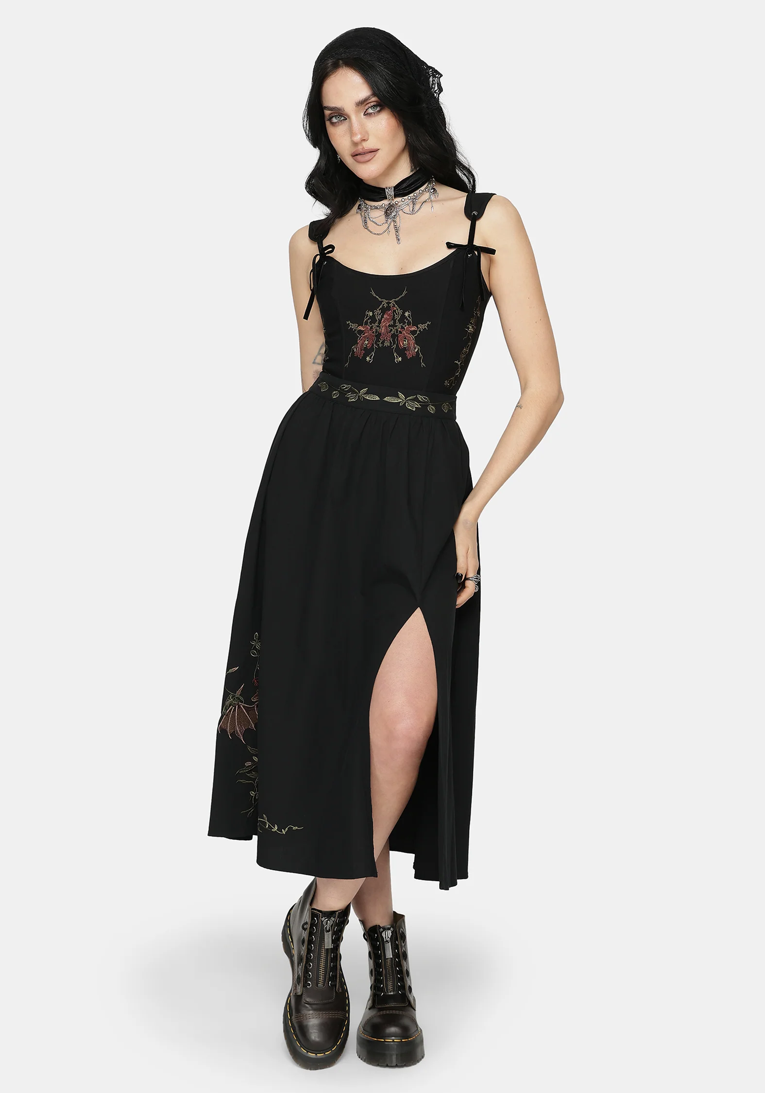 Orena Bat Embroidered Midaxi Skirt - Image 5