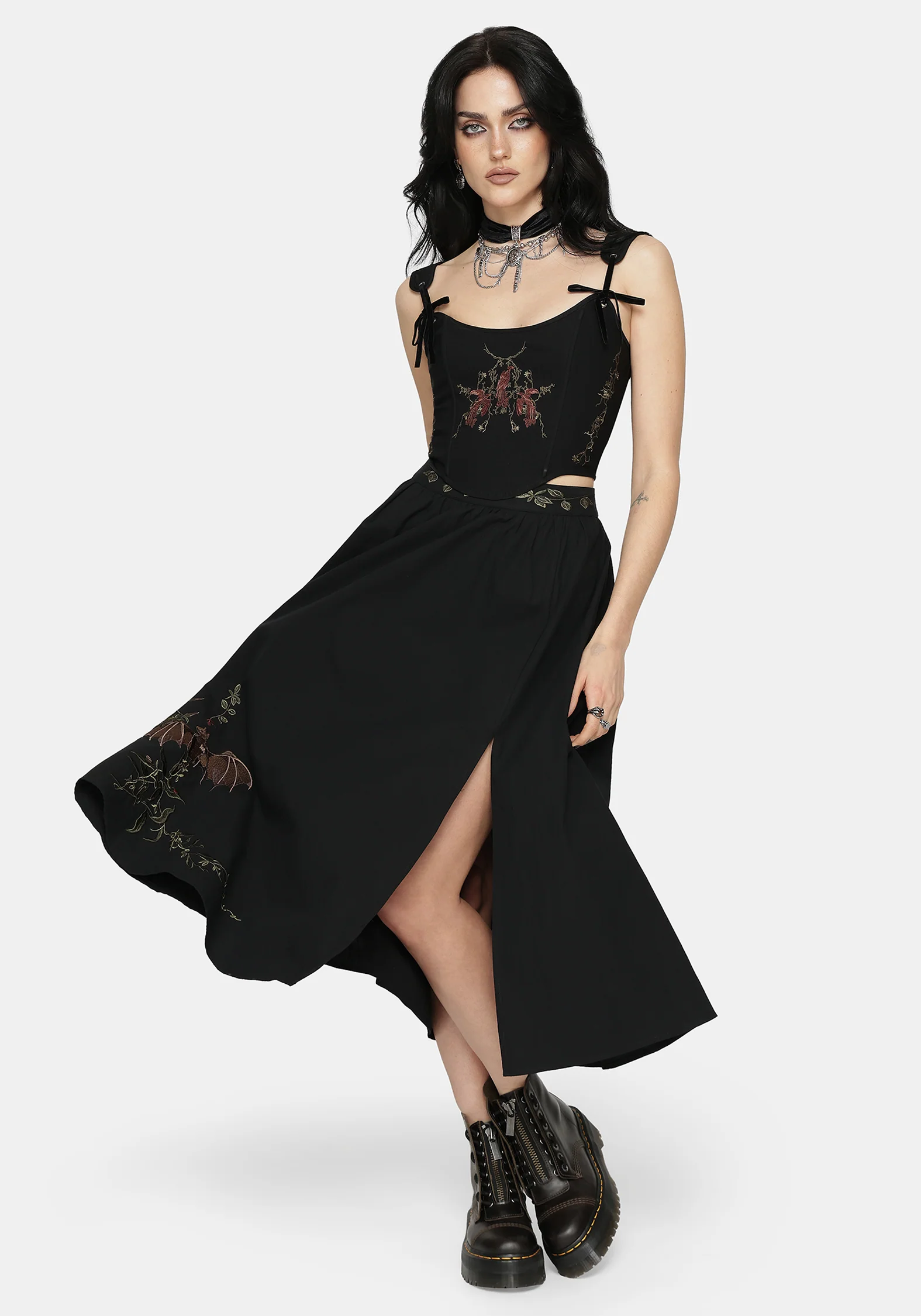 Orena Bat Embroidered Midaxi Skirt - Image 7