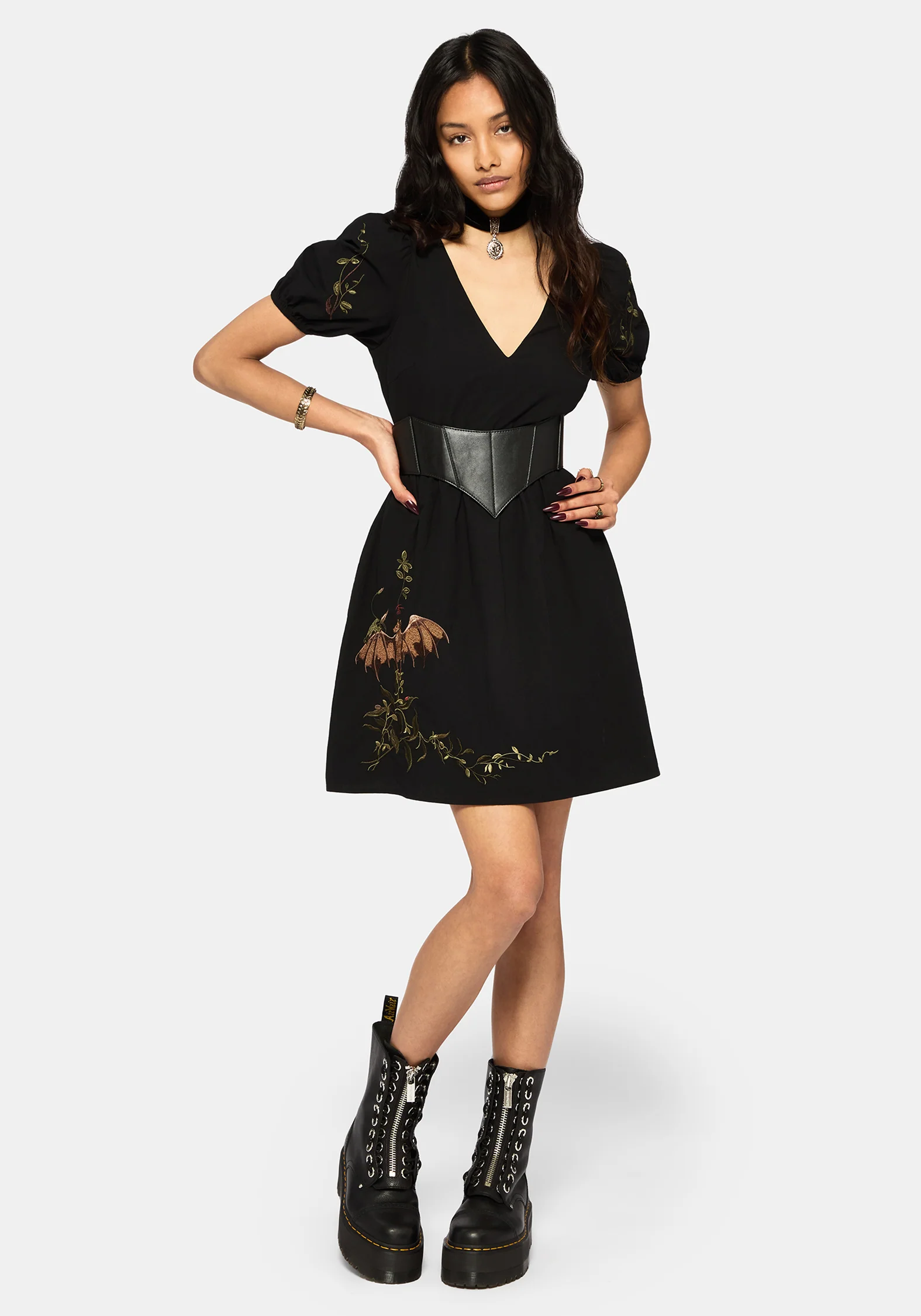 Orena Bat Embroidered Mini Dress - Image 6