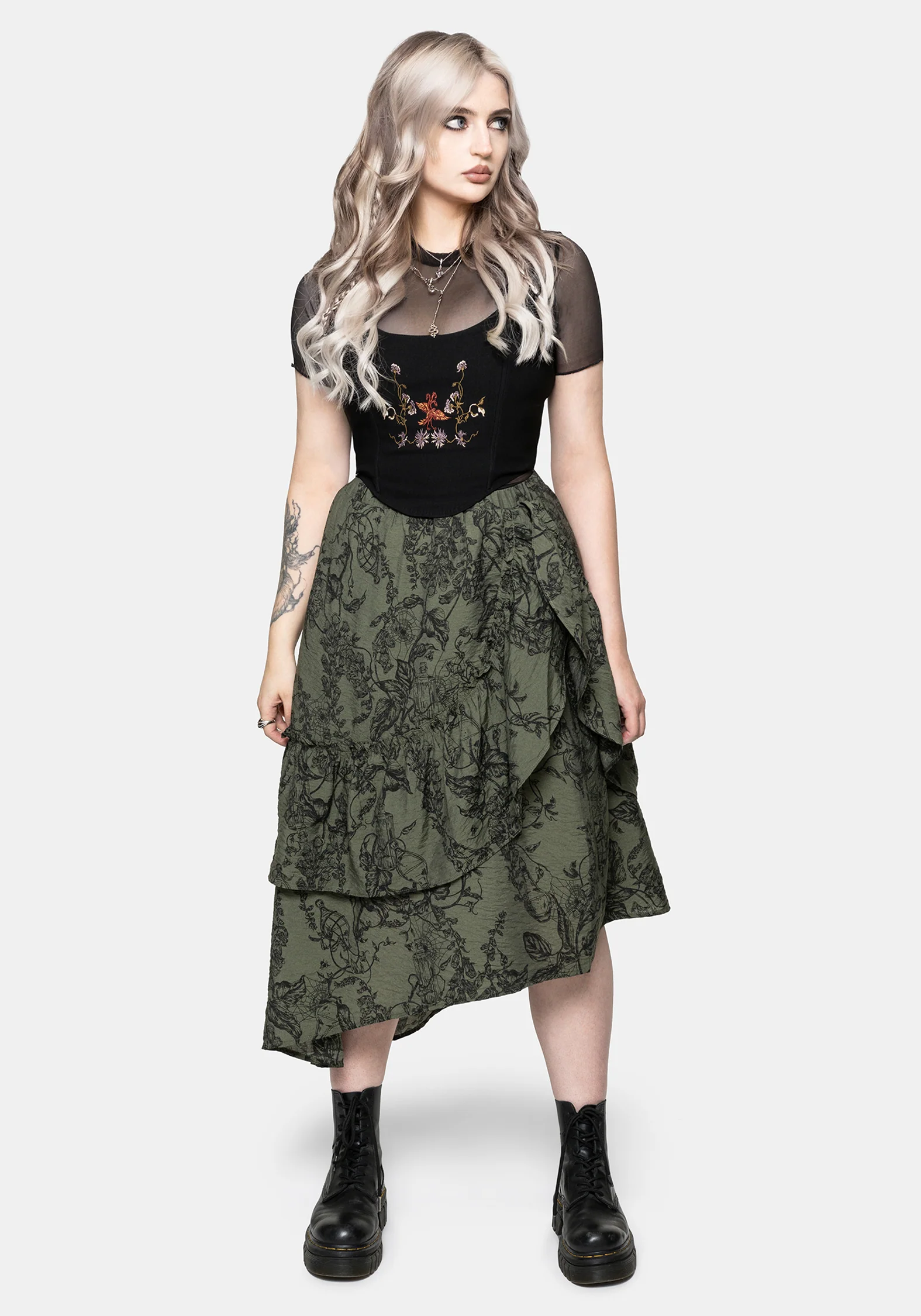 Orla Foxglove Potion Ruffle Midi Skirt - Image 5