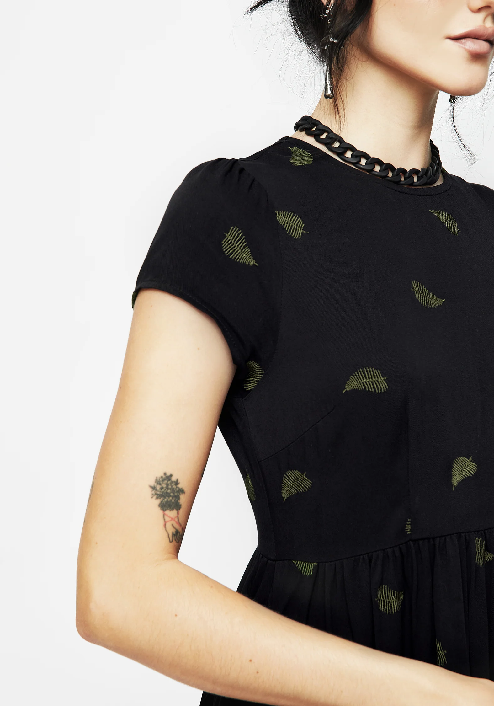 Osmunda Fern Embroidered Mini Skater Dress - Image 2