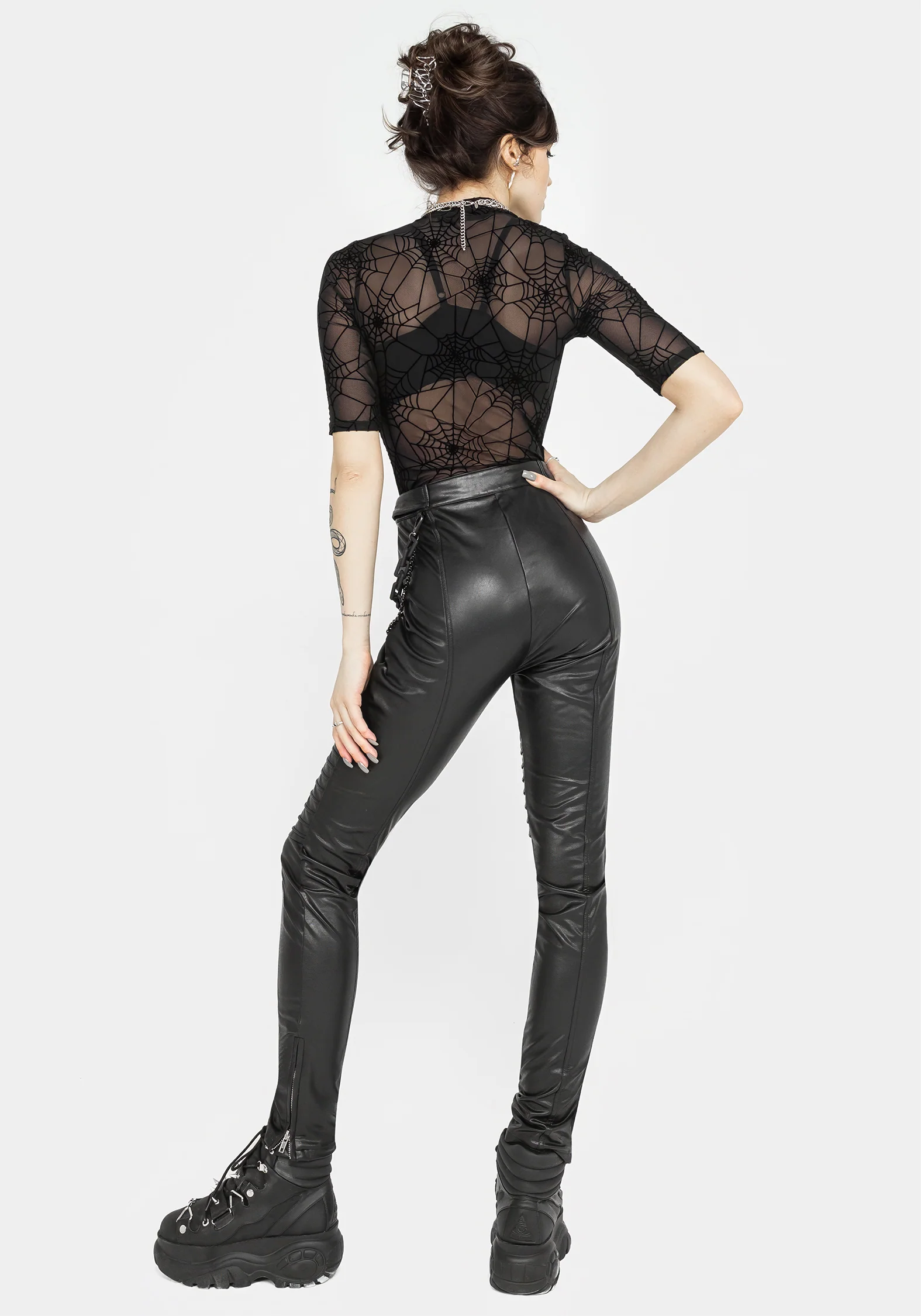 Outlaw PU Biker Chain Leggings - Image 3