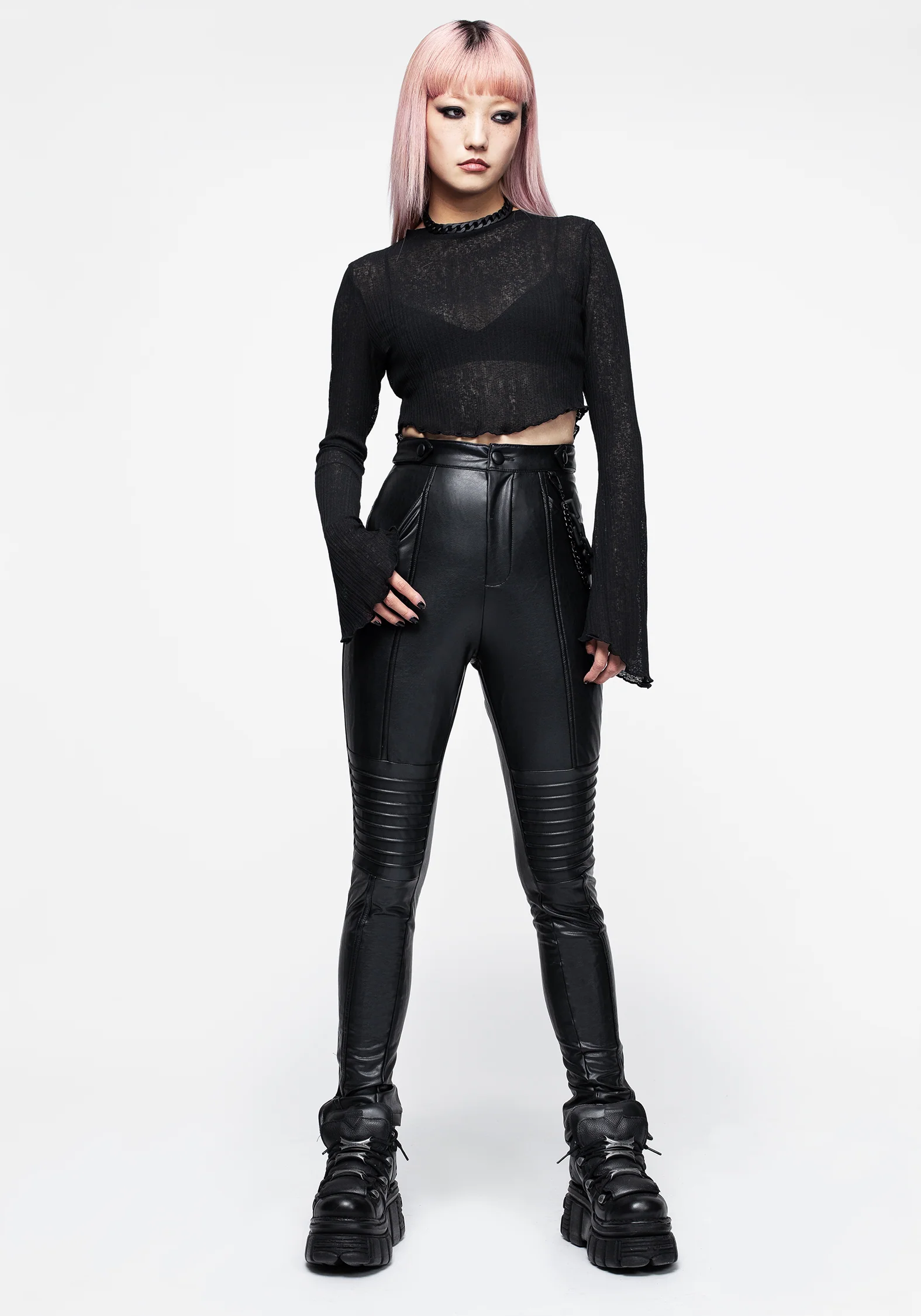 Outlaw PU Biker Chain Leggings - Image 4