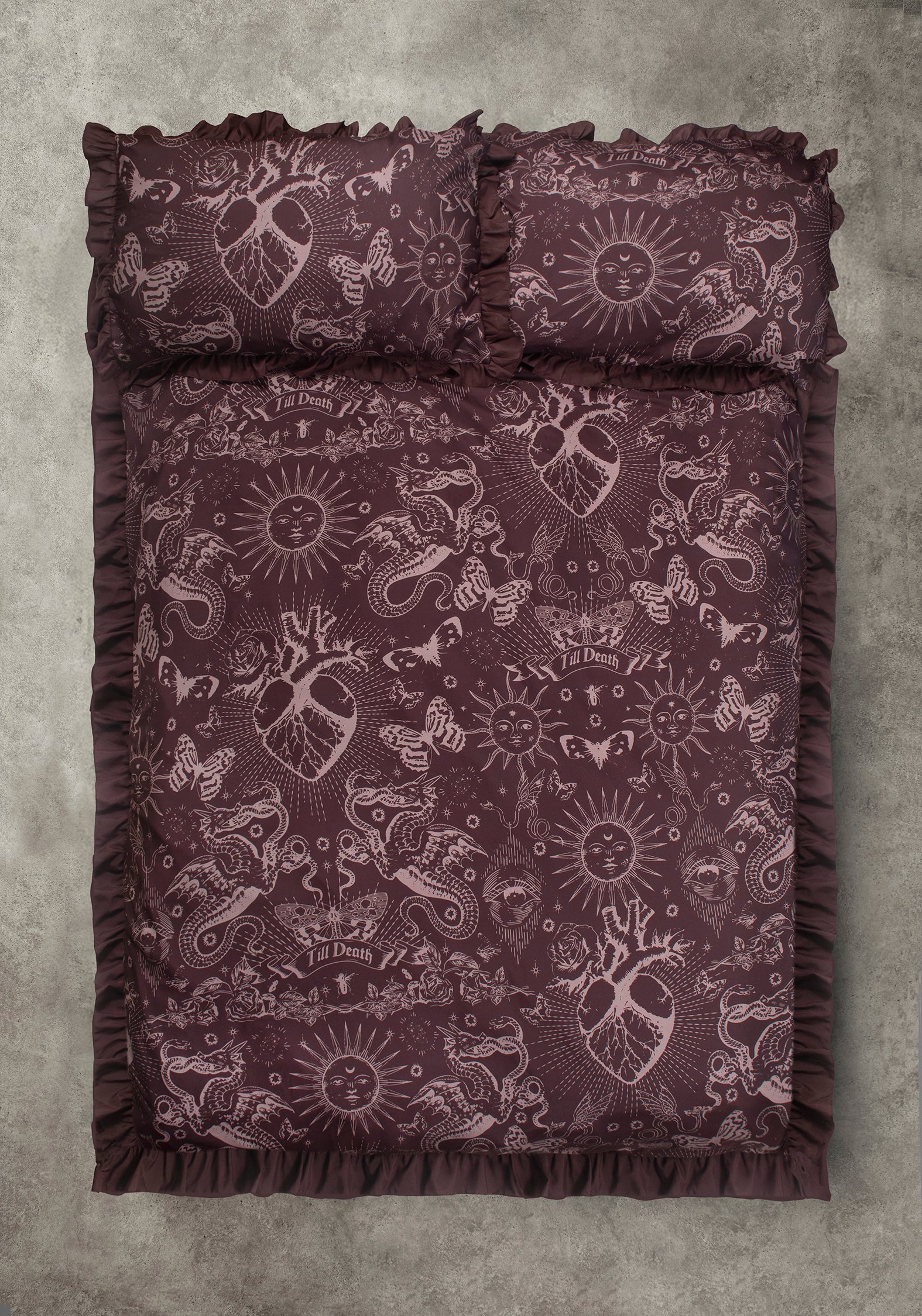 Paramour Frilled Edge Tattoo Print Bedding Set (US Queen) - Image 3