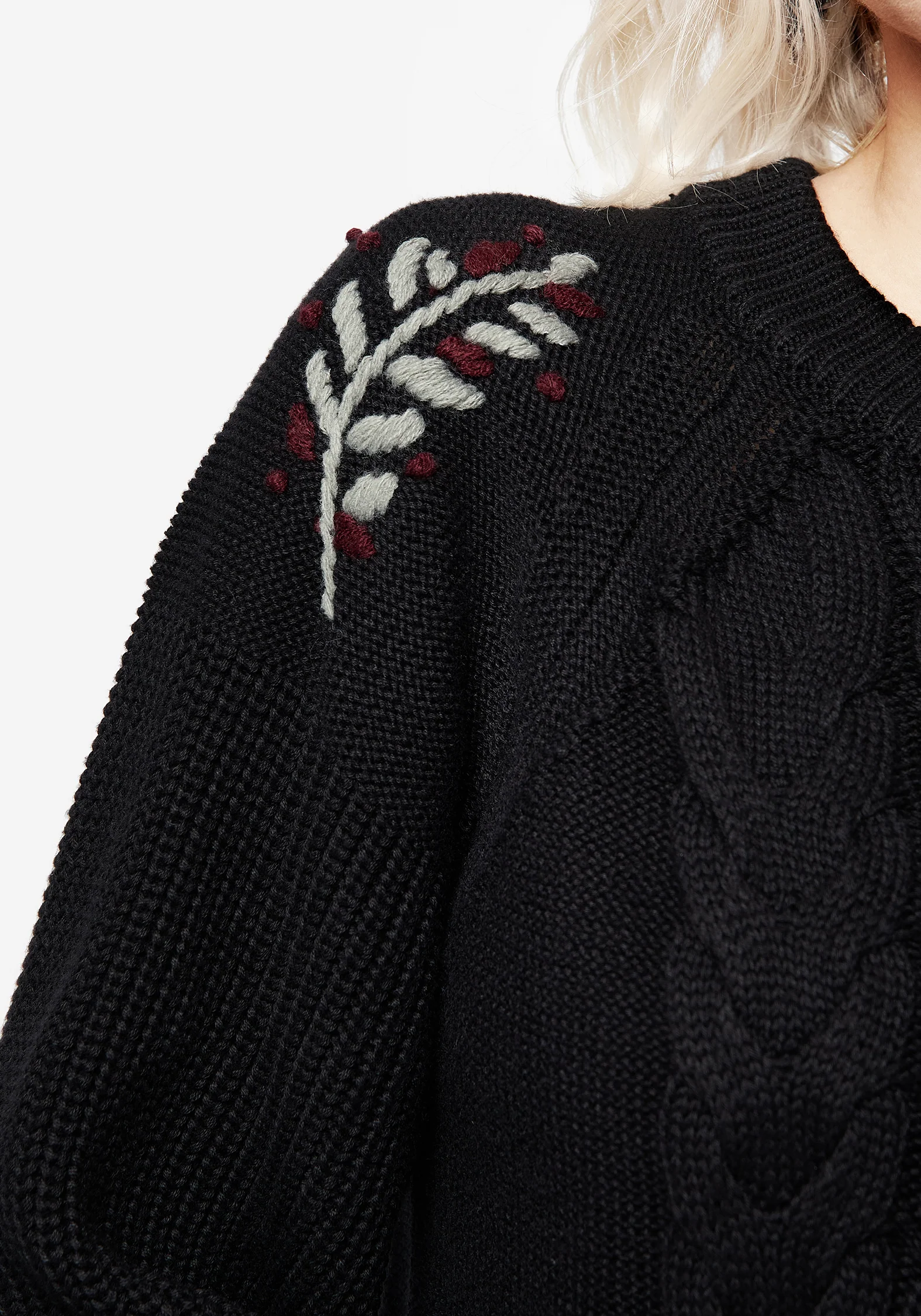 Patrice Embroidered Cable Knit Sweater - Image 2
