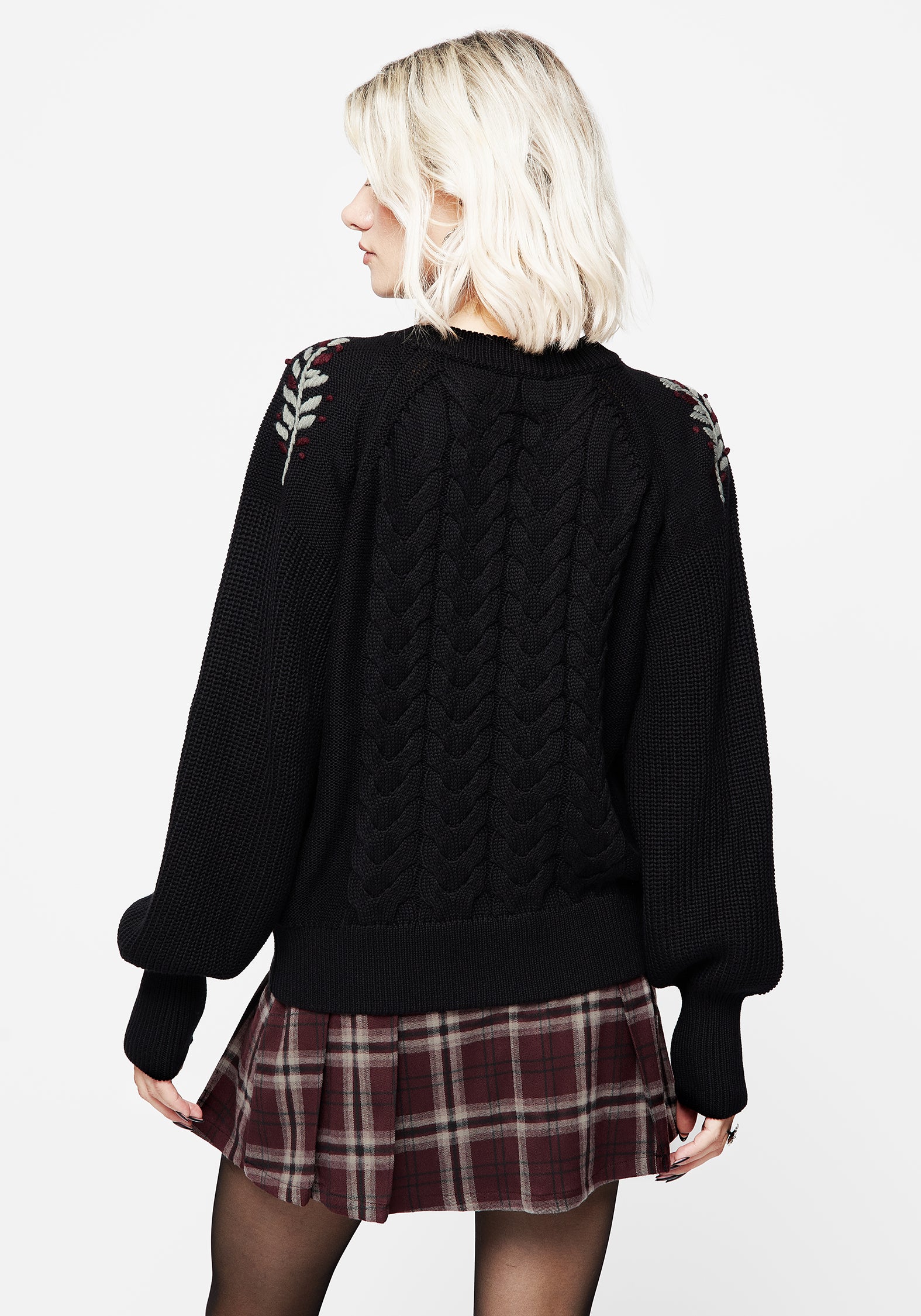 Patrice Embroidered Cable Knit Sweater - Image 3