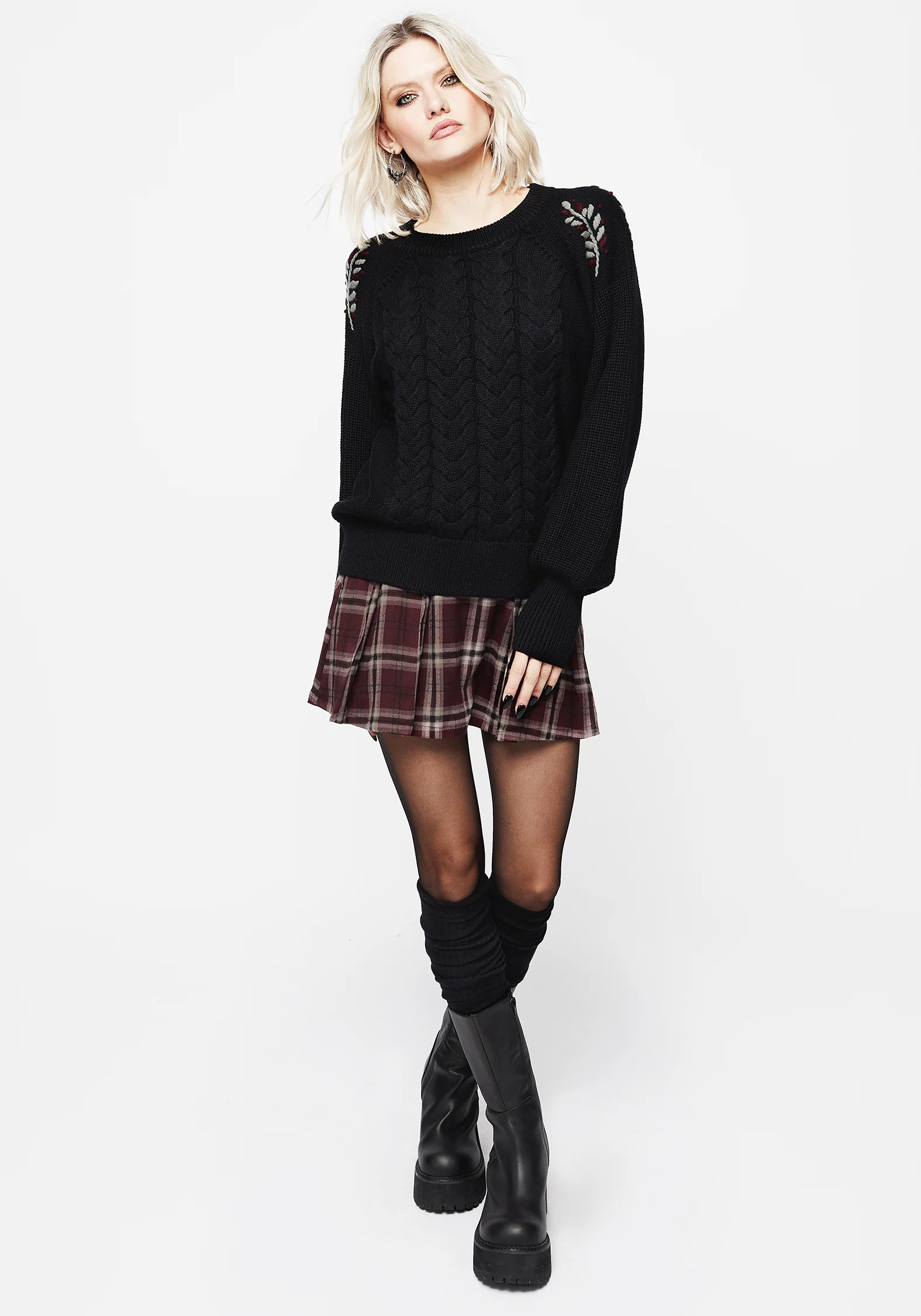 Patrice Embroidered Cable Knit Sweater - Image 4