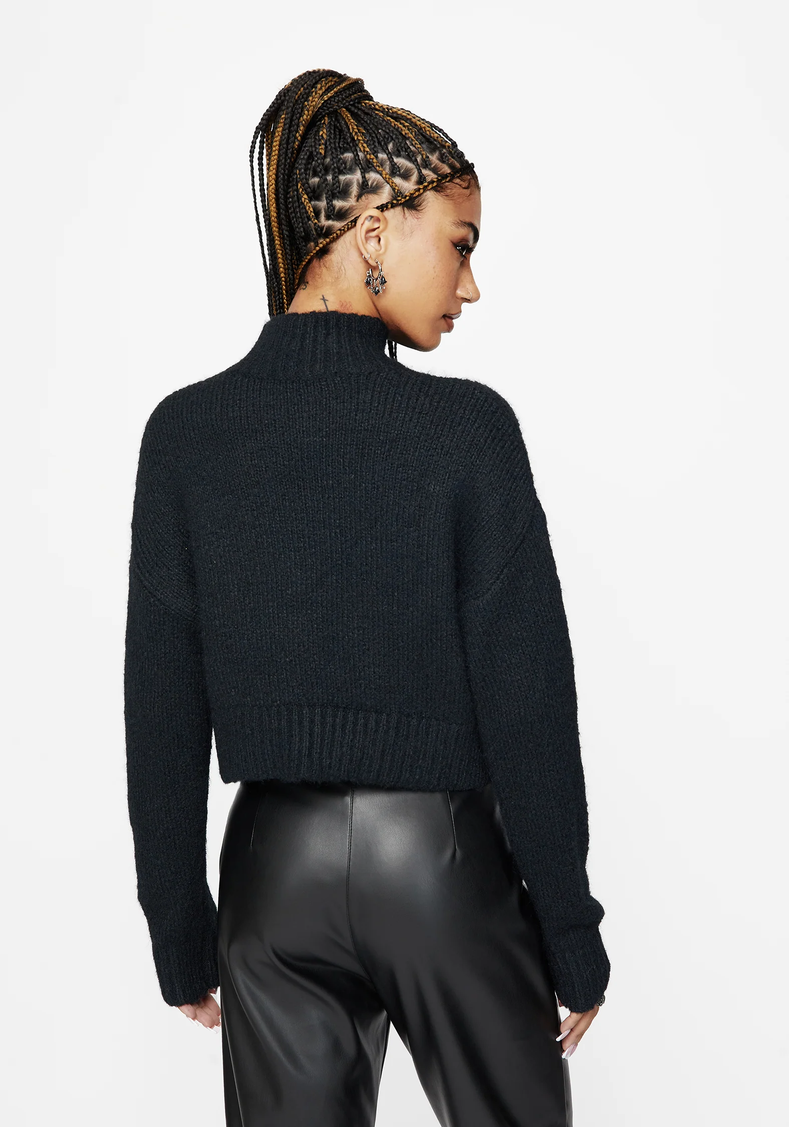 Phantom Cotton Embellished Cross Crop Sweater - Image 3