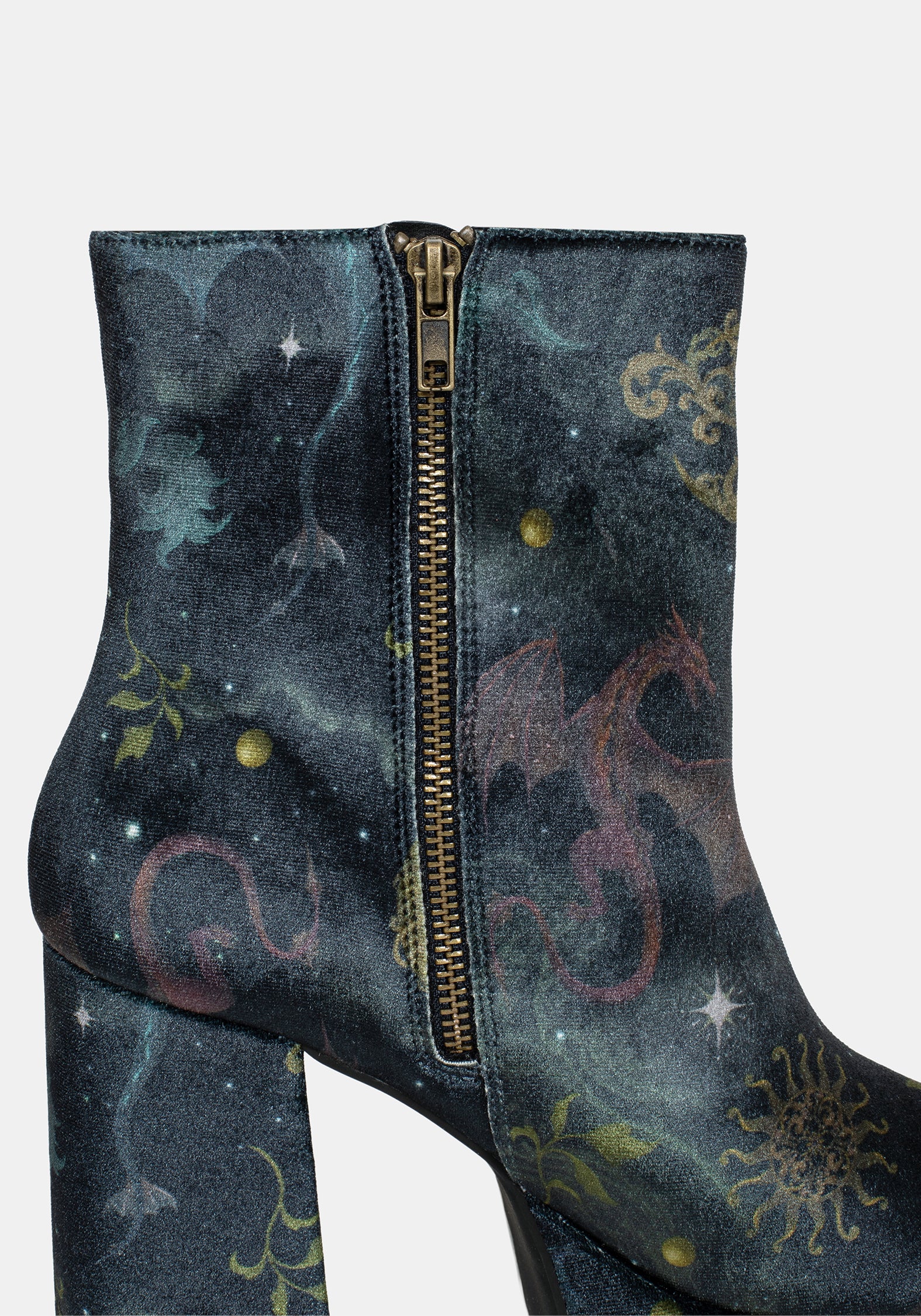 Phoenix Dragon Velvet Platform Boots - Image 6