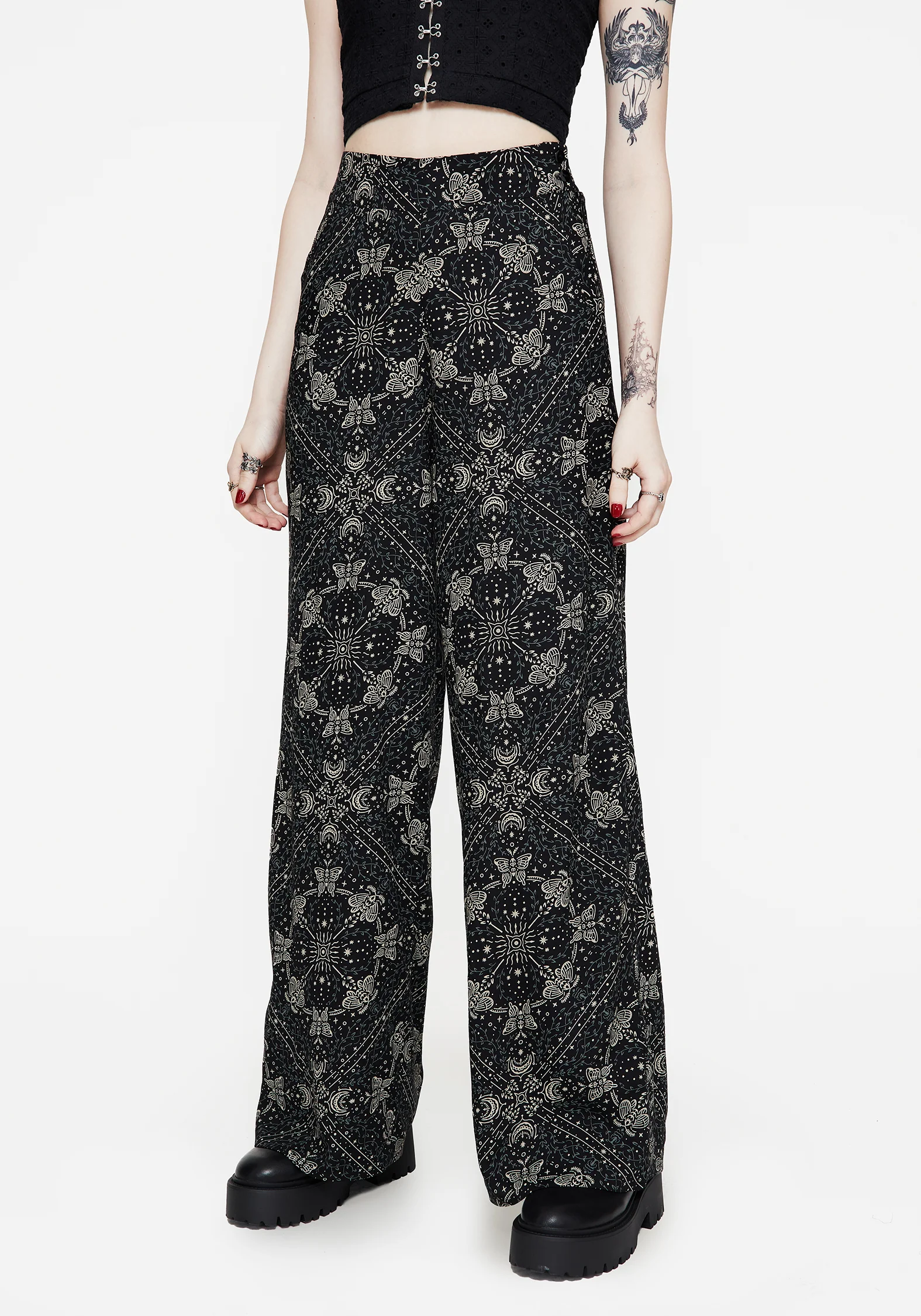 Poem Moth Printed Wide Leg Trouser