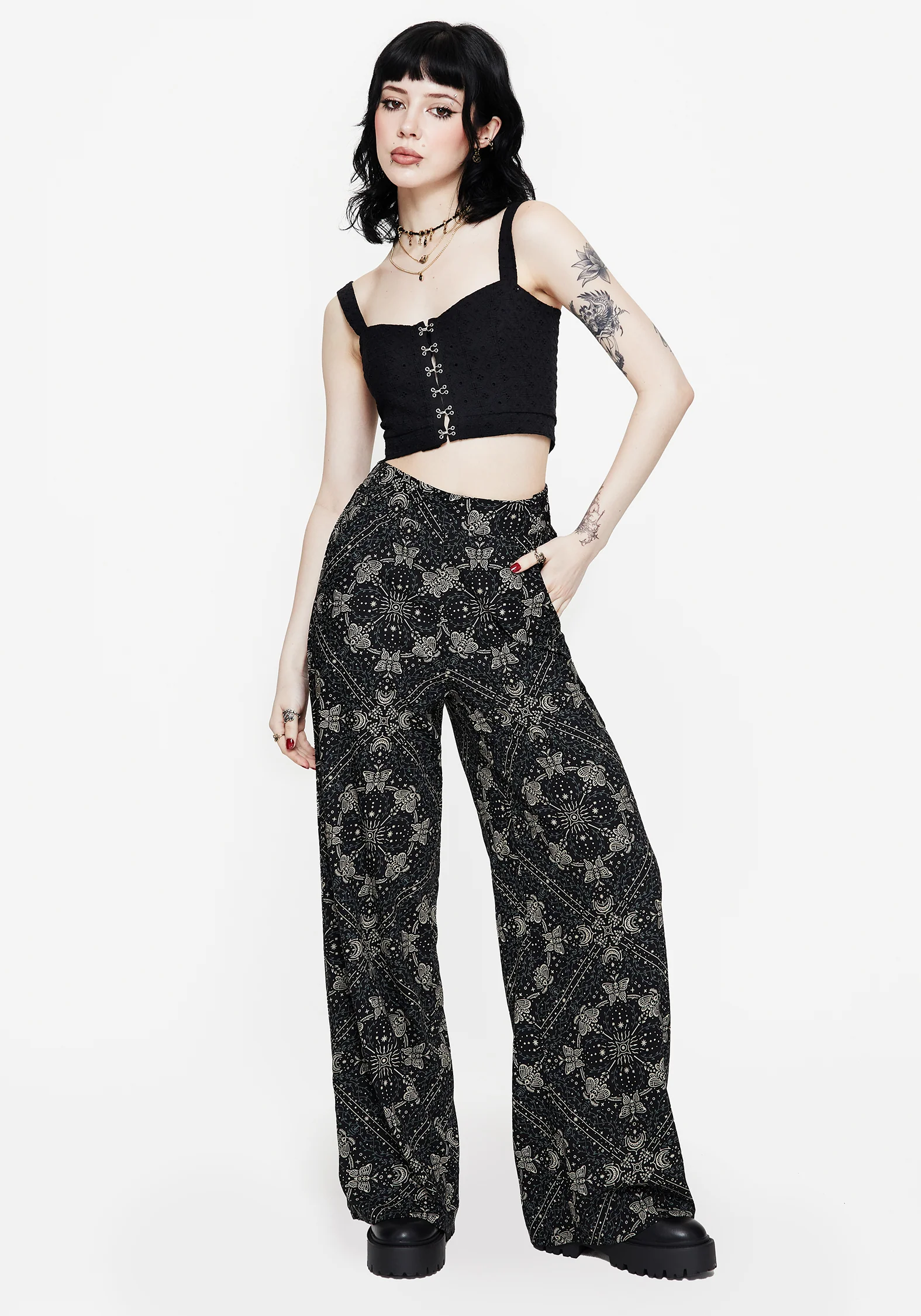 Poem Moth Printed Wide Leg Trouser - Image 6