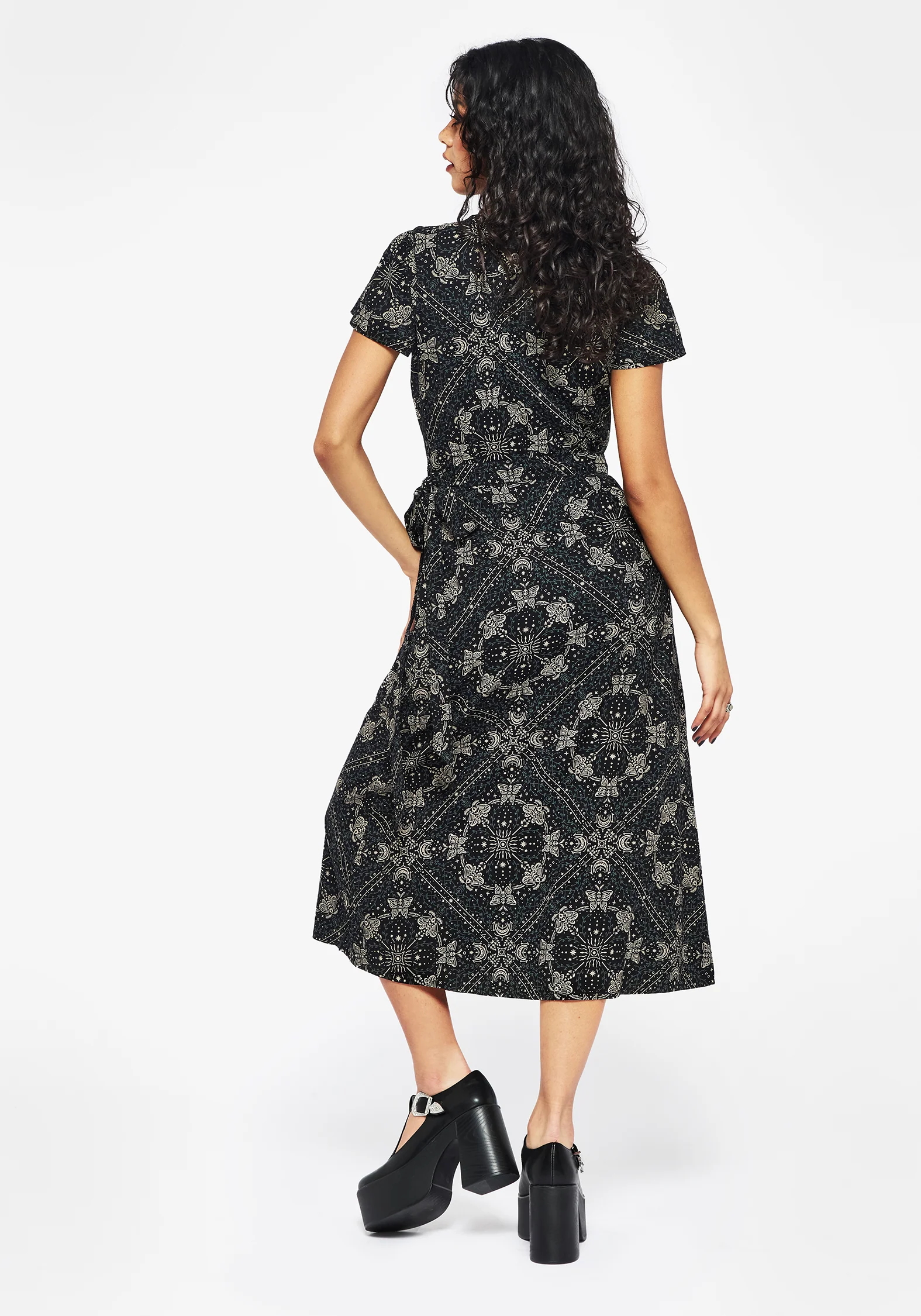 Poem Moth Printed Wrap Midi Dress - Image 3