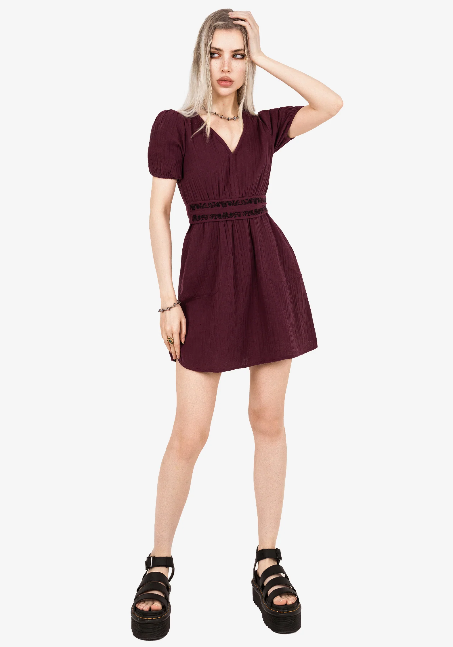 Poultice Embroidered Cotton Mini Dress - Image 6