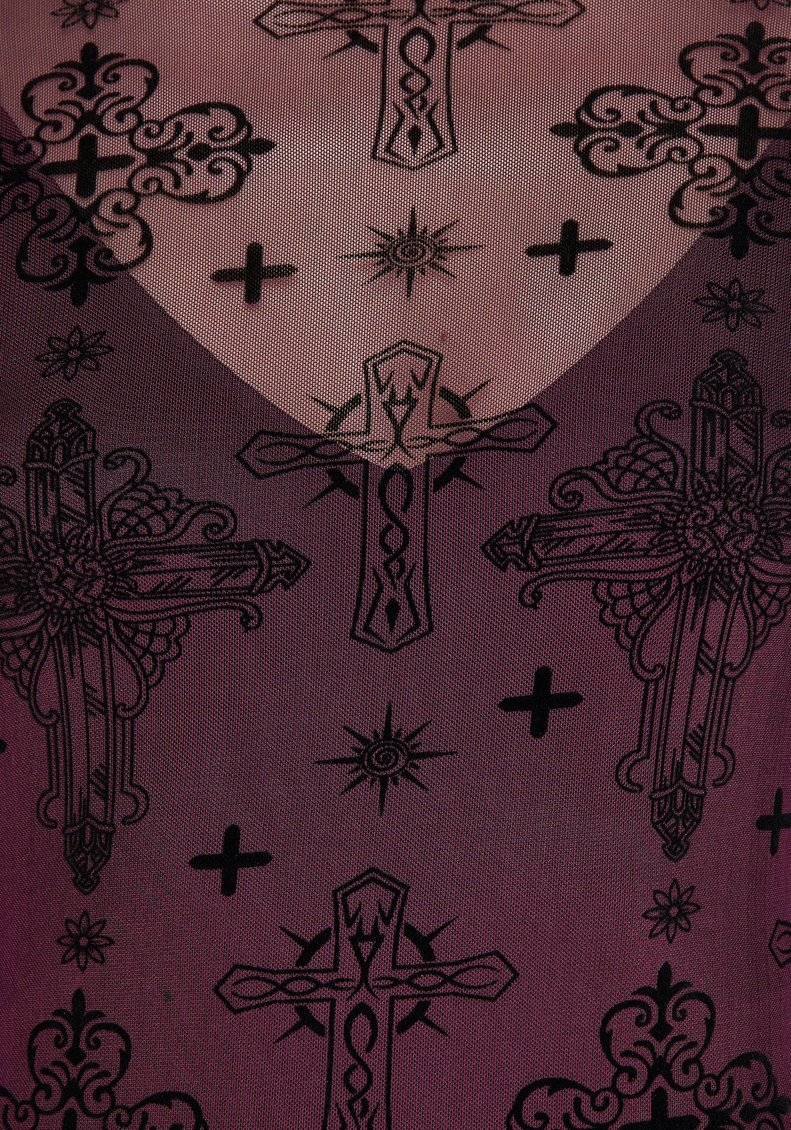 Priestess Flocked Mesh Maxi Dress - Purple - Image 2