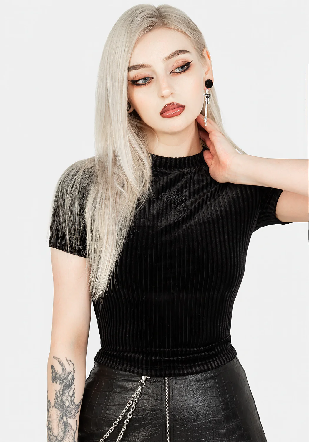 Rosaline Velour Rib Crop Top - Image 6