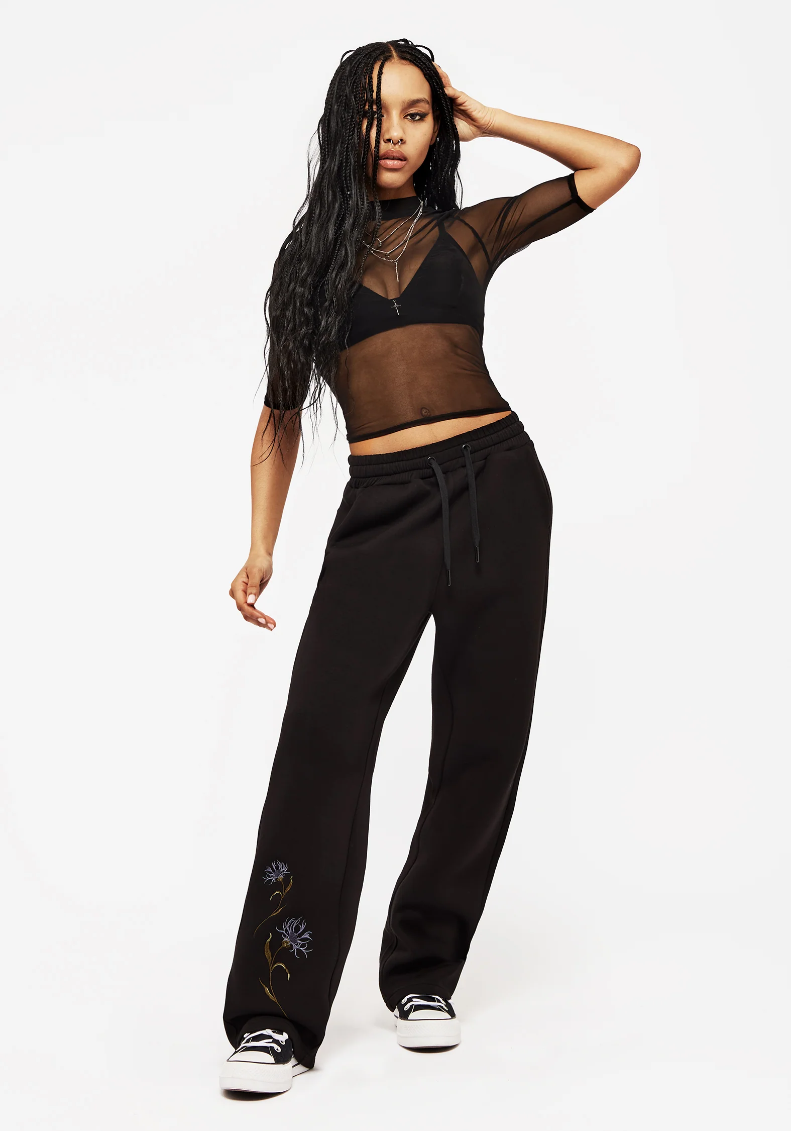 Rosanella Floral Embroidered Wide Leg Sweatpants - Image 4