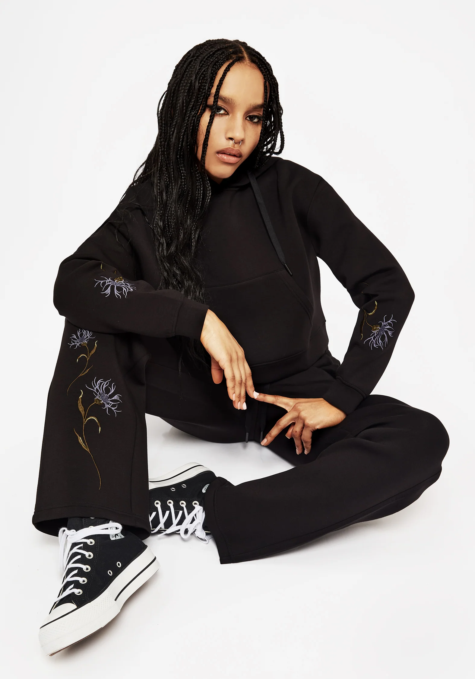 Rosanella Floral Embroidered Wide Leg Sweatpants - Image 5