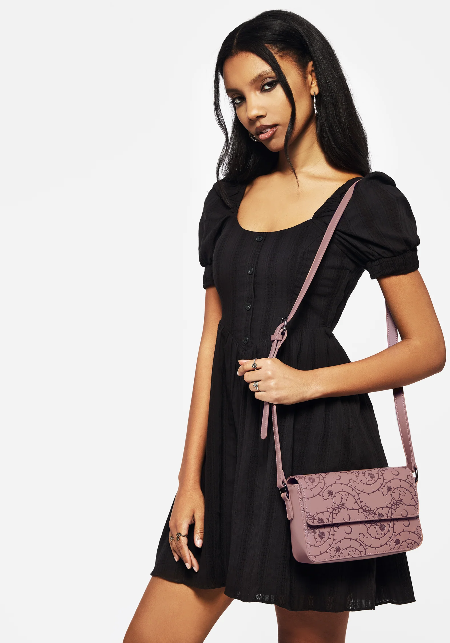 Rosethorn Floral Debossed Crossbody Bag - Image 5