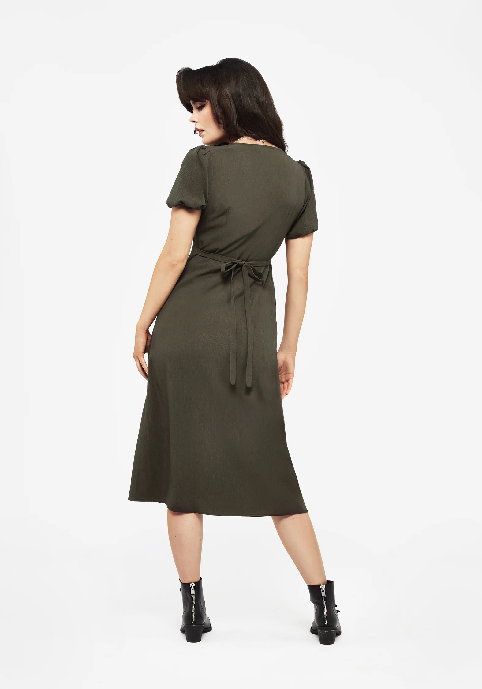 Rosette Button Up Midi Dress - Image 3