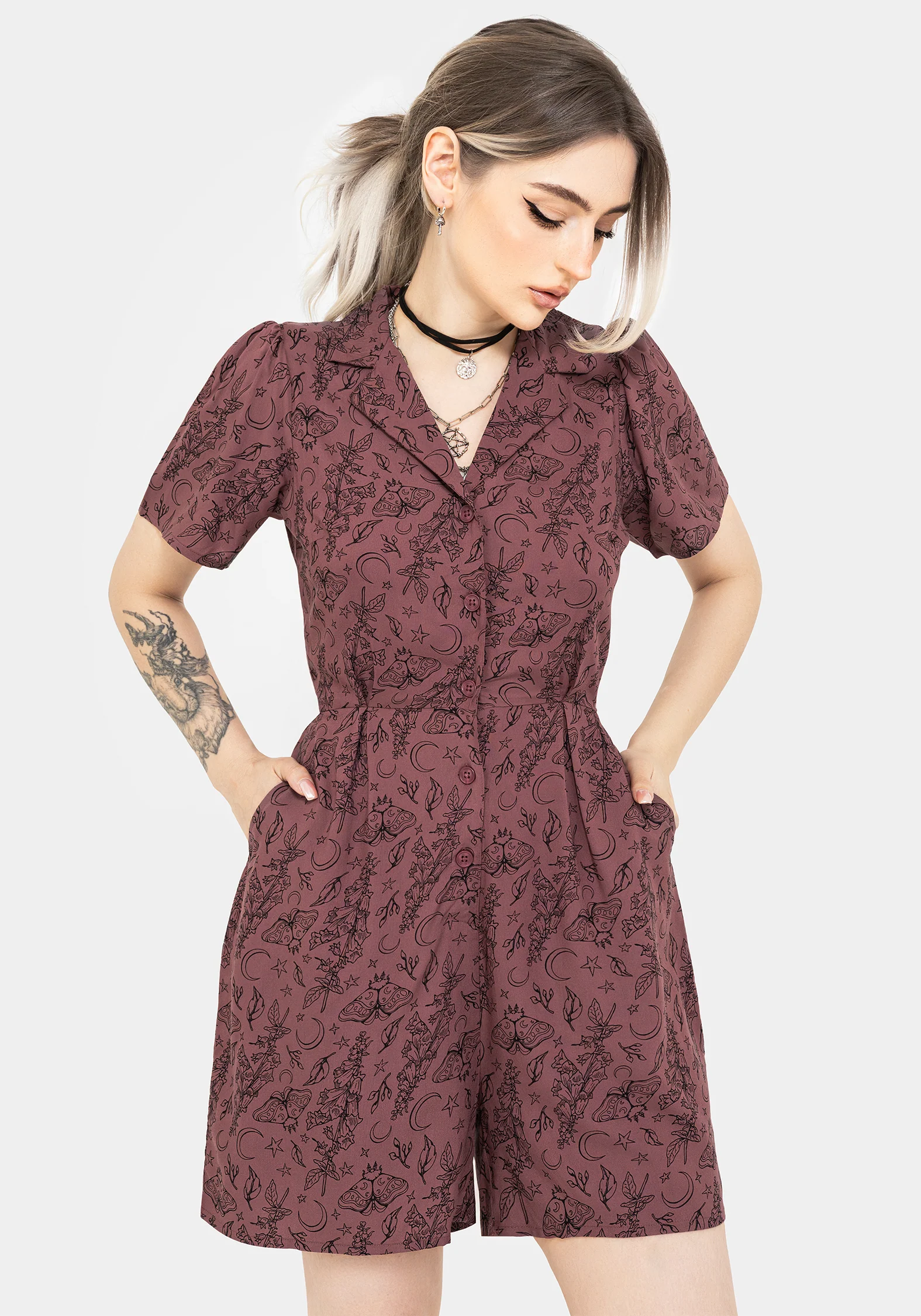 Roxana Moth Foxglove Button Down Playsuit - Image 5