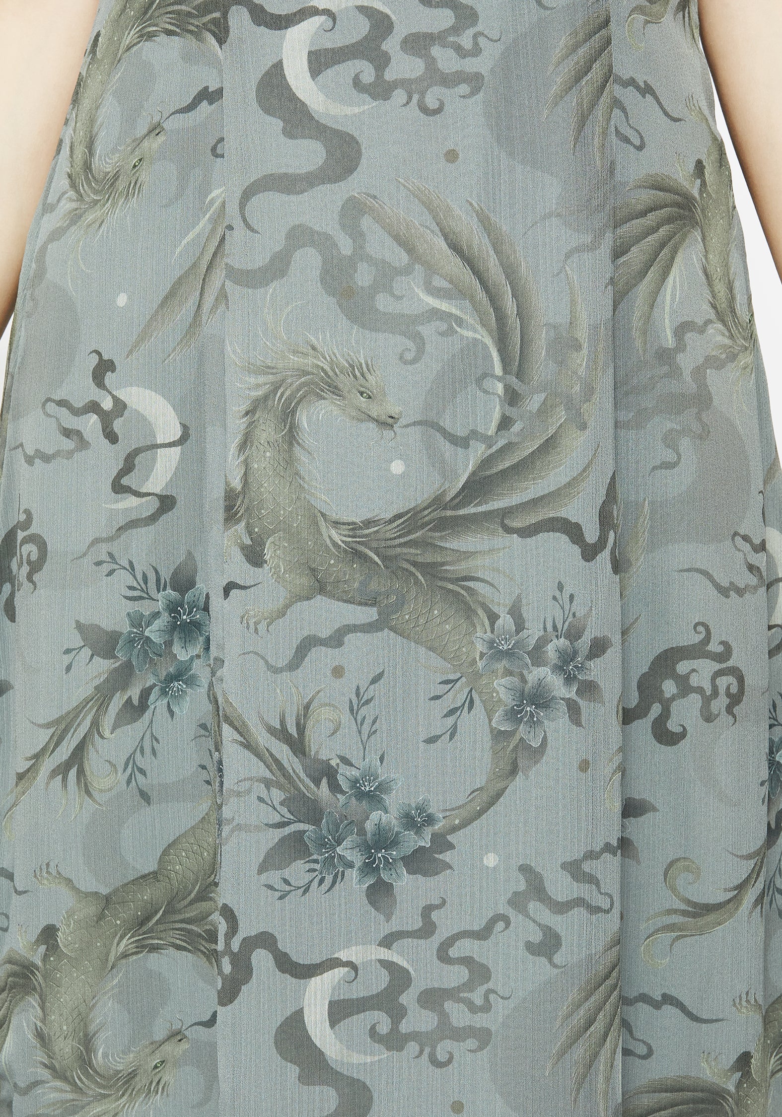 Sapphira Dragon Print Chiffon Midaxi Slip Dress - Image 2